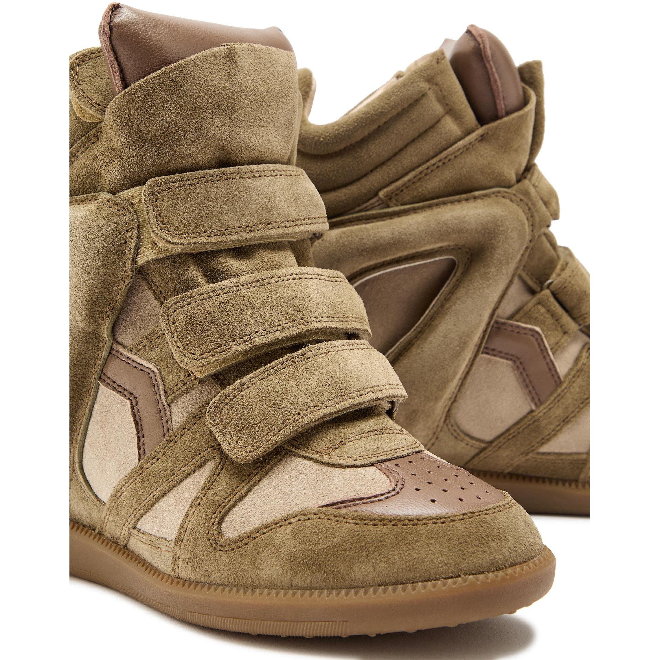 TAUPE - Marant Etoile - Women's Bekett Suede High-Top Wedge Trainers - 4