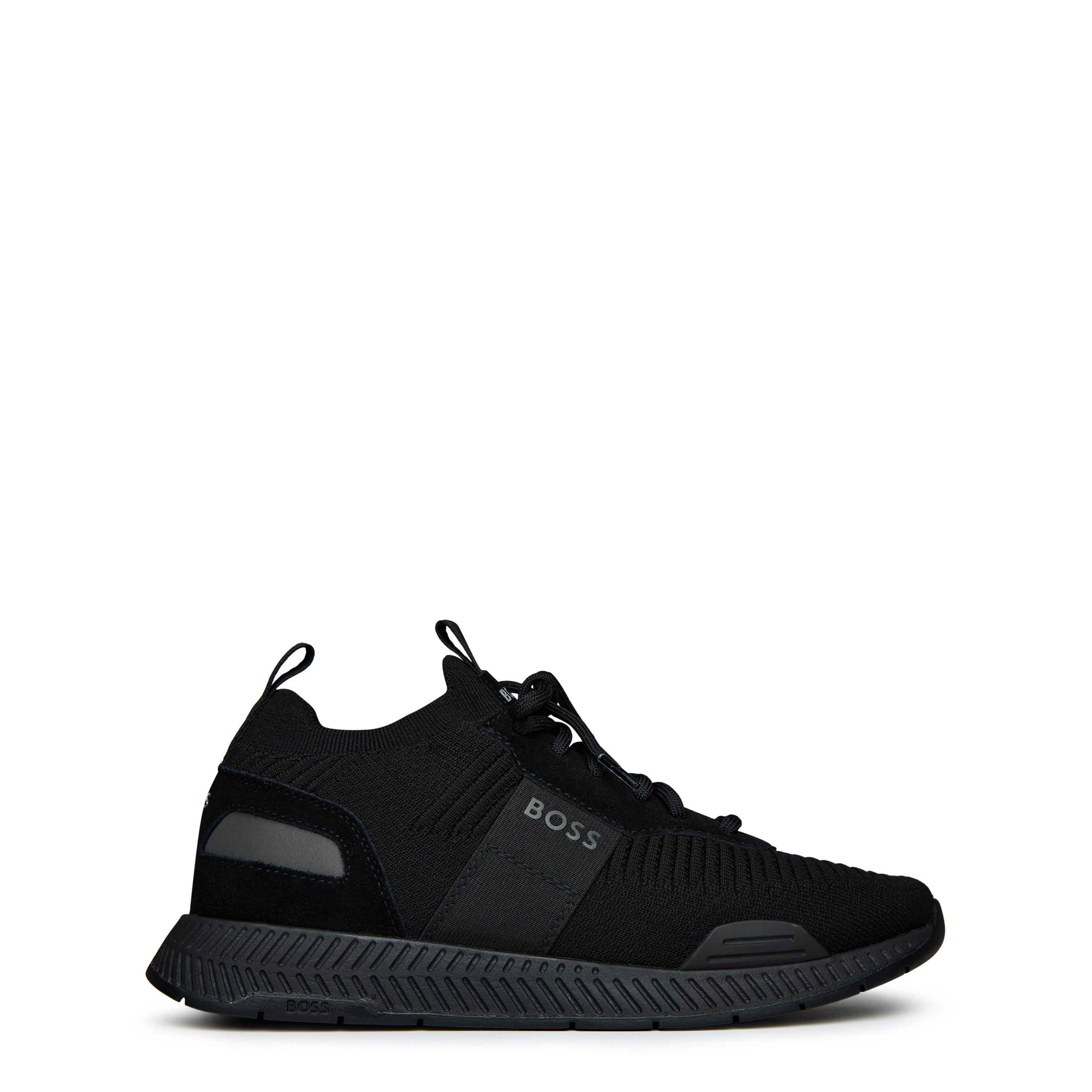 Black 001 - Boss - Mens BOSS Titanium Knit Contemporary Run Trainers - Reflective Details - 1