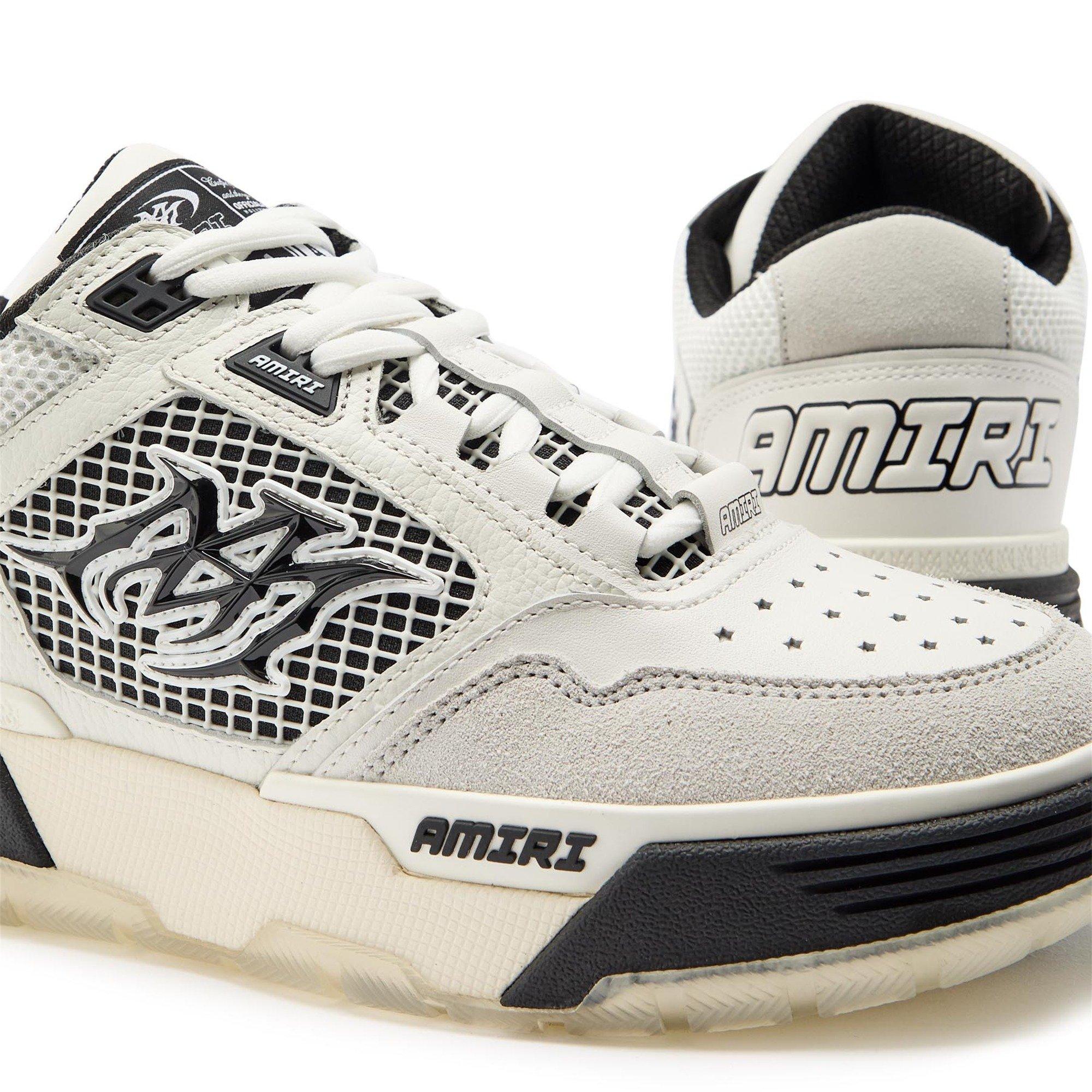 WHITE AND BLACK - Amiri - Men's MA-94 Leather Low-Top Trainers - 4