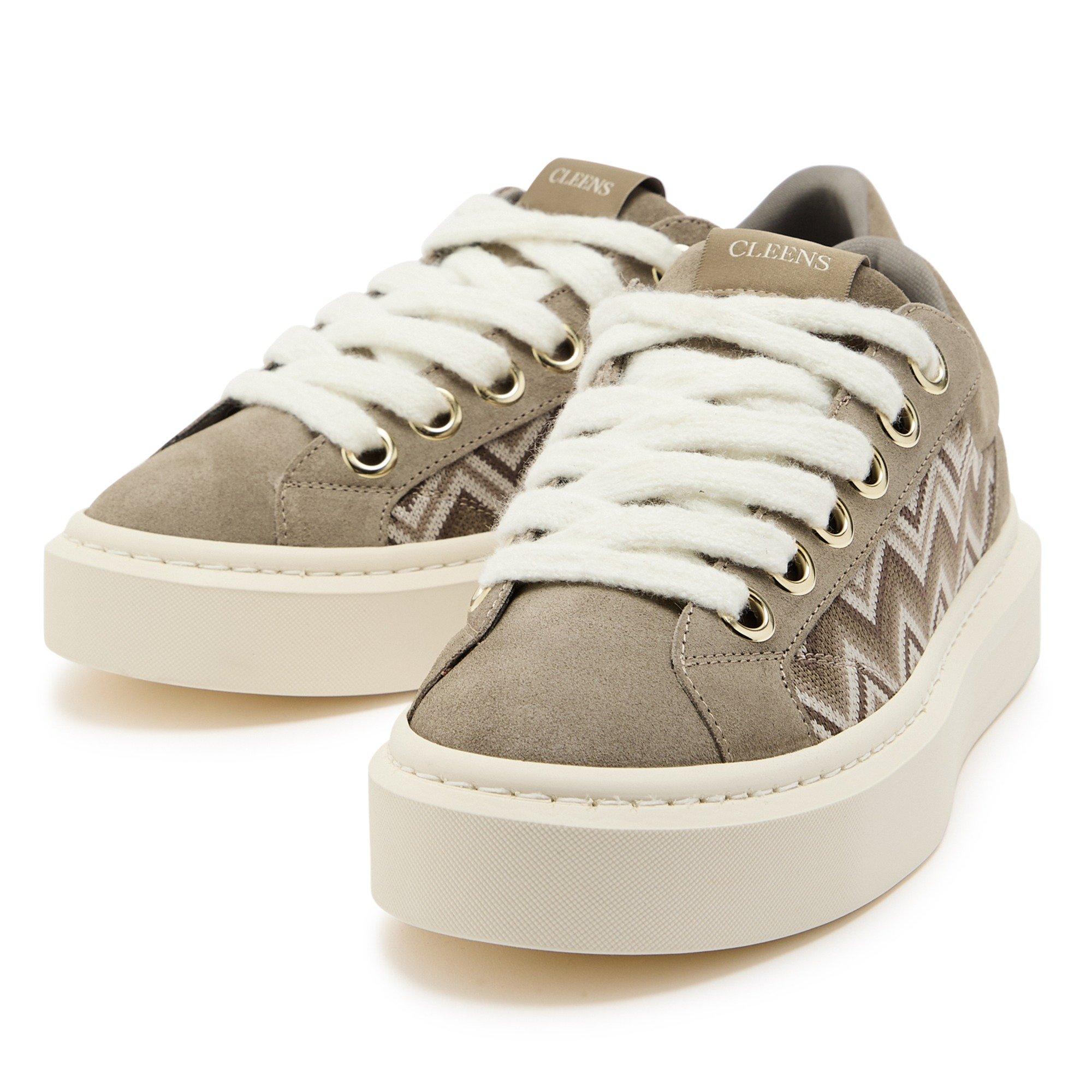 BEIGE - Cleens - Men's ACE Suede Low-Top Trainers - 3