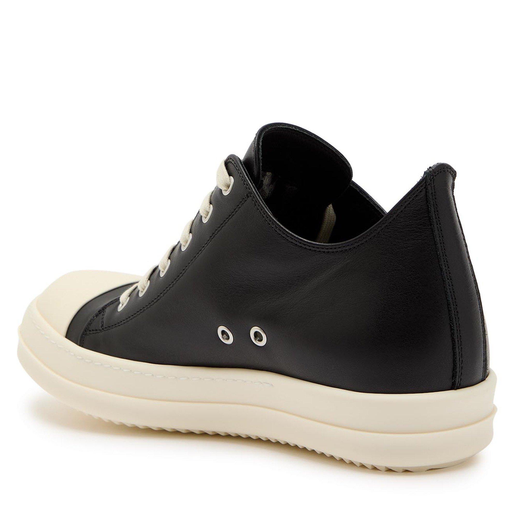 BLACK AND OTHER - Rick Owens - Men's Leather Low-Top Trainers - 2
