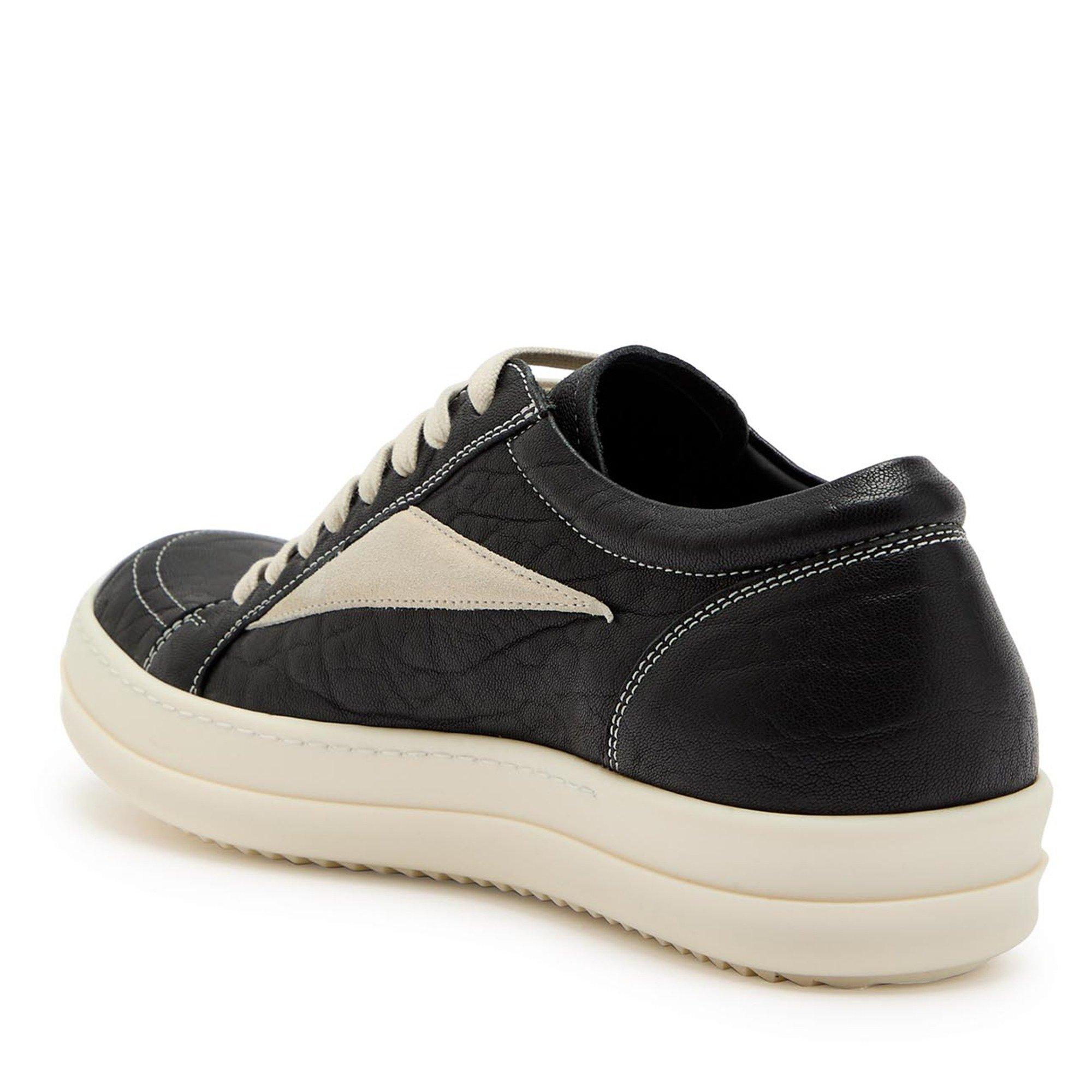 BLACK AND OTHER - Rick Owens - Men's Vintage Leather Low-Top Trainers - 2