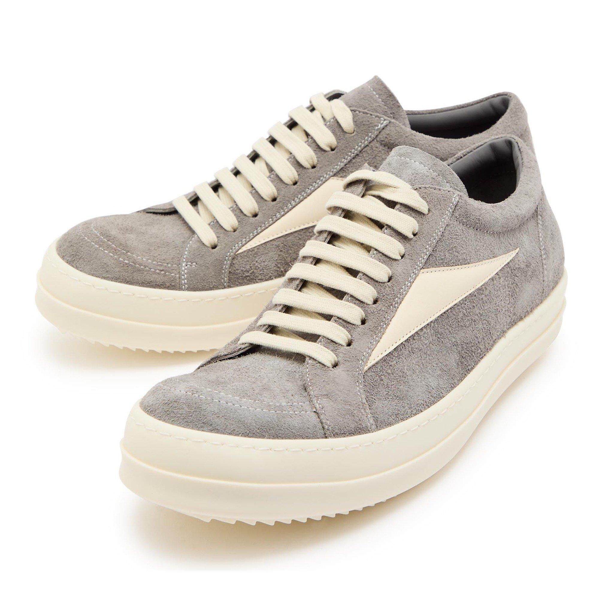 GREY AND OTHER - Rick Owens - Men's Vintage Suede Low-Top Trainers - 3