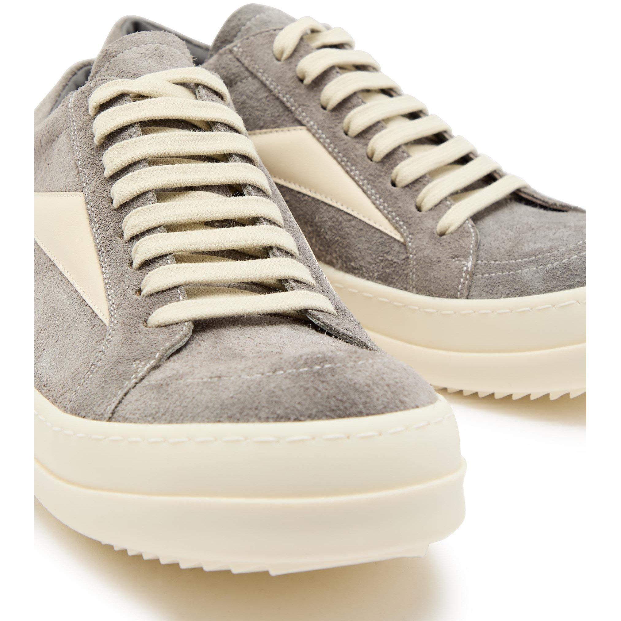 GREY AND OTHER - Rick Owens - Men's Vintage Suede Low-Top Trainers - 4