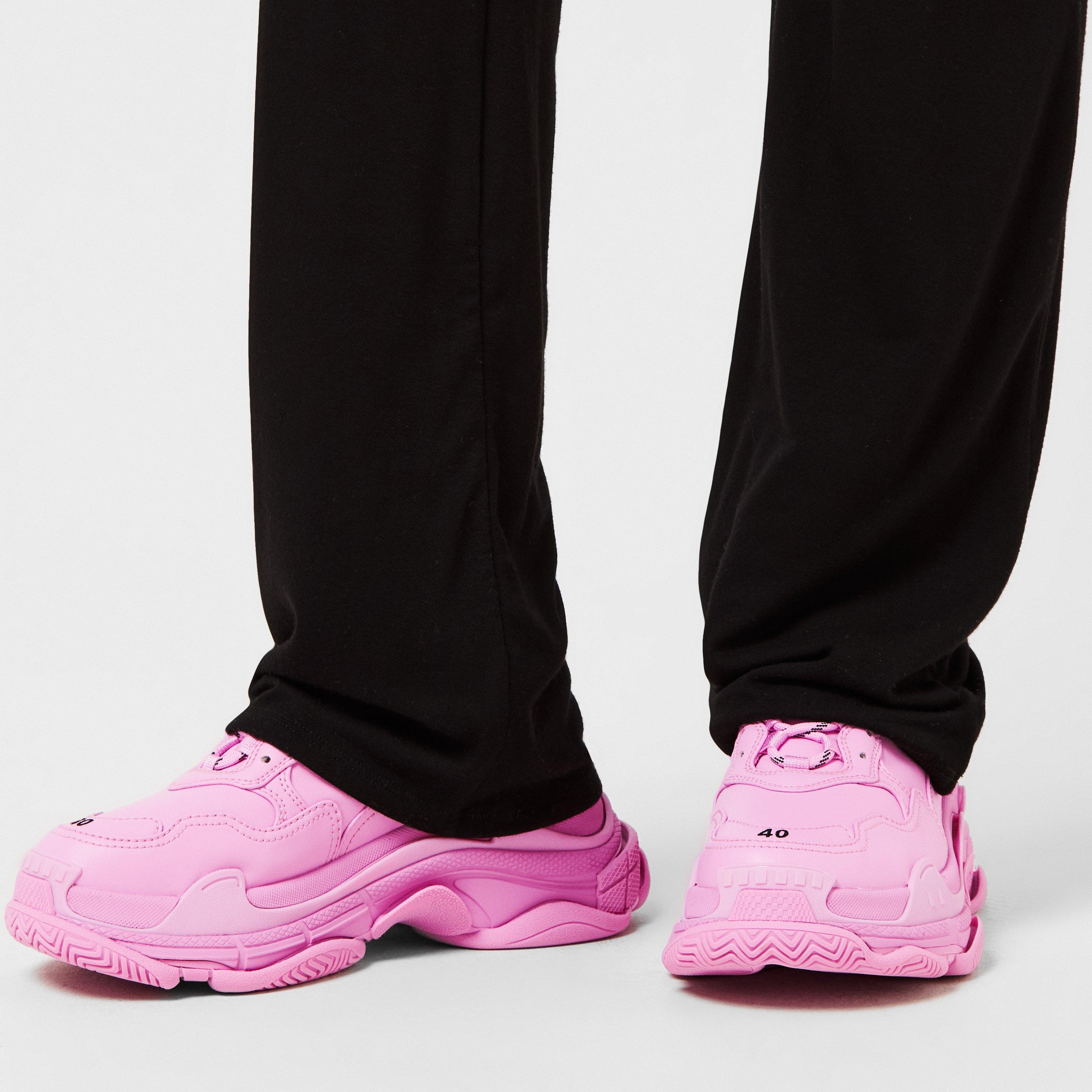 Pink - Balenciaga - Triple S Leather Trainers - 3