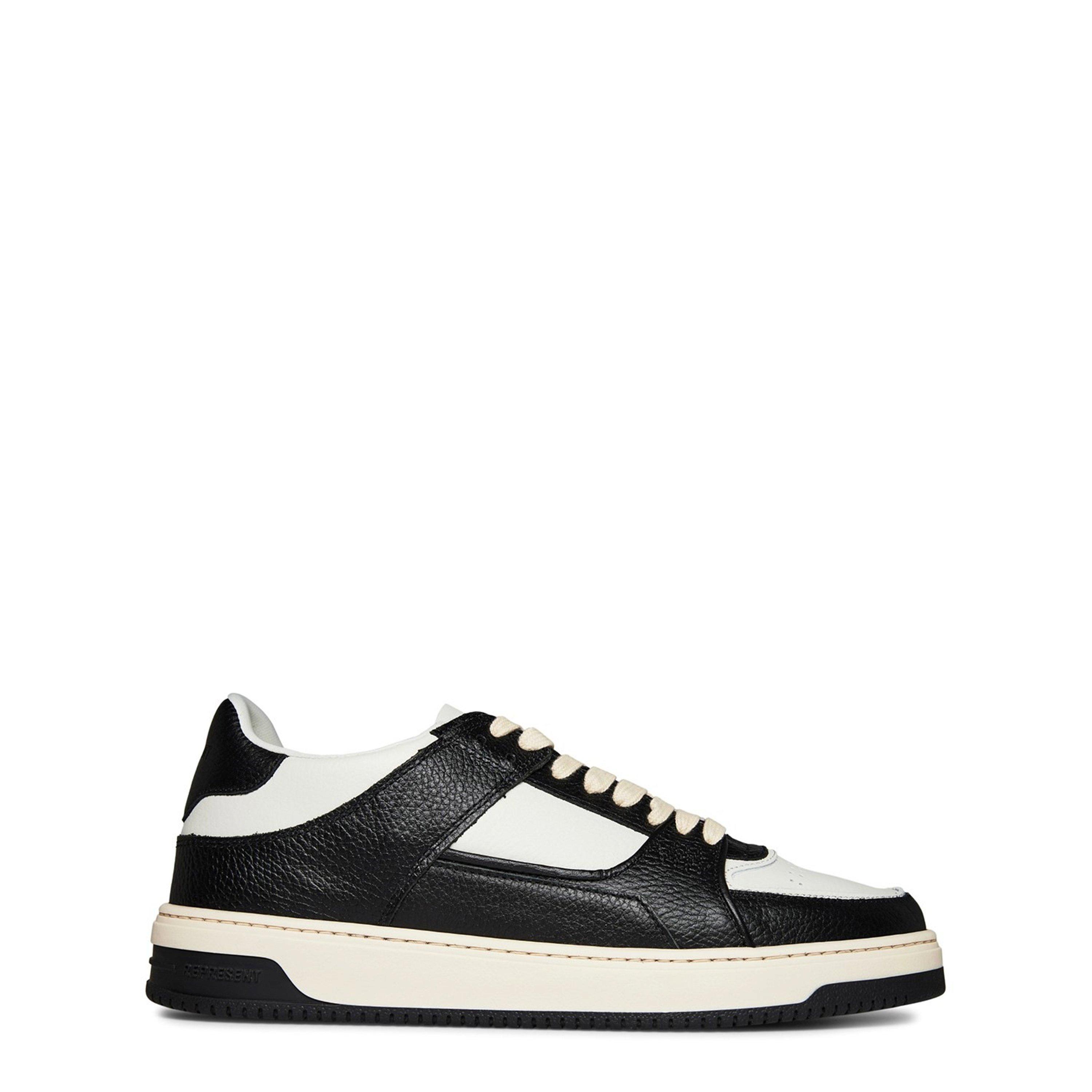 Represent Men's Apex Low Trainers, Two-Tone Design - Black/White - Size 9.5 (43.5)