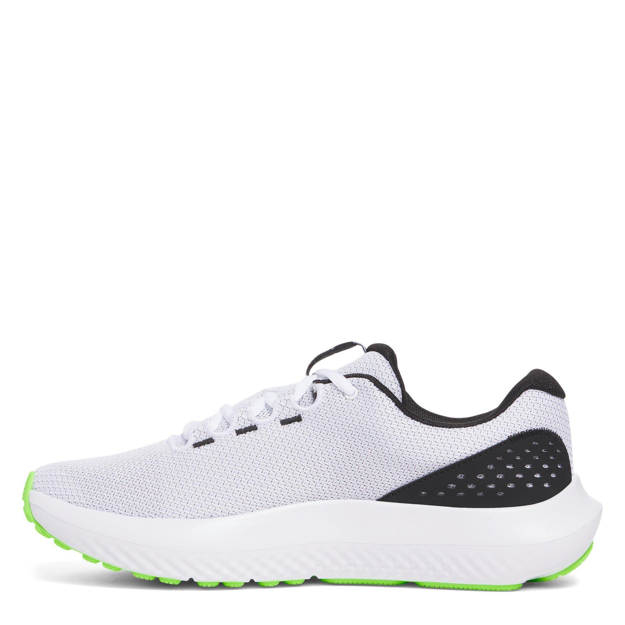 White/Green/Blk - Under Armour - Charged Surge 4 Mens Running Shoes - 2