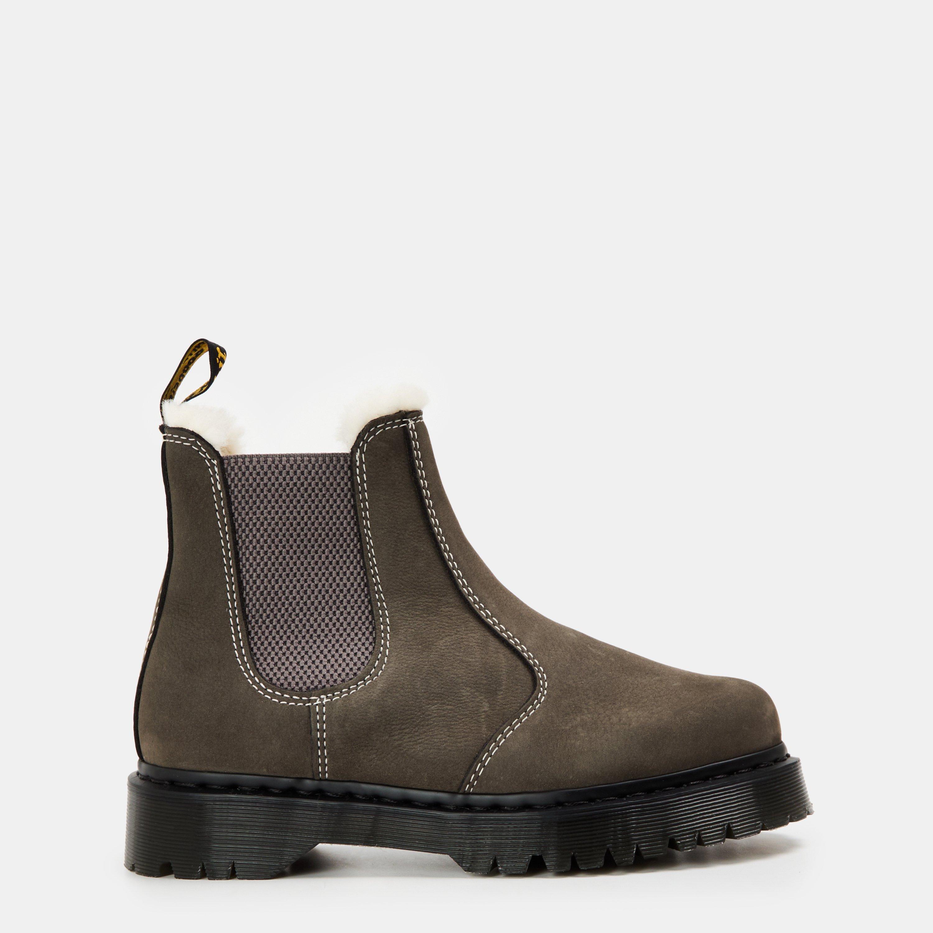 Dr Martens 2976 Leonore Fur Lined Chelsea Boot - Gunmetal Nubuck - Size 6 (39)