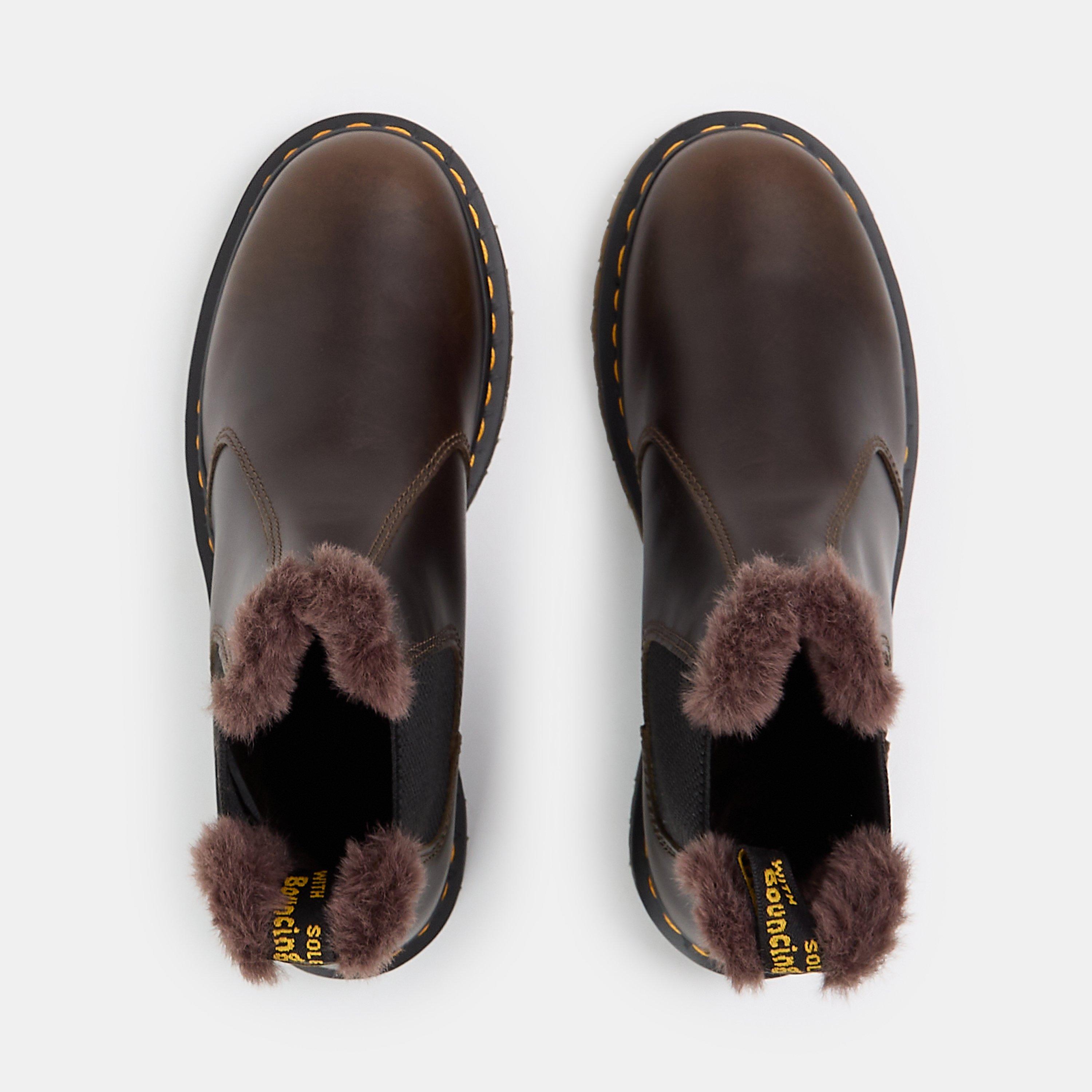 Dark taupe - Dr Martens - 2976 Leonore Fur Lined Chelsea Boot - 5