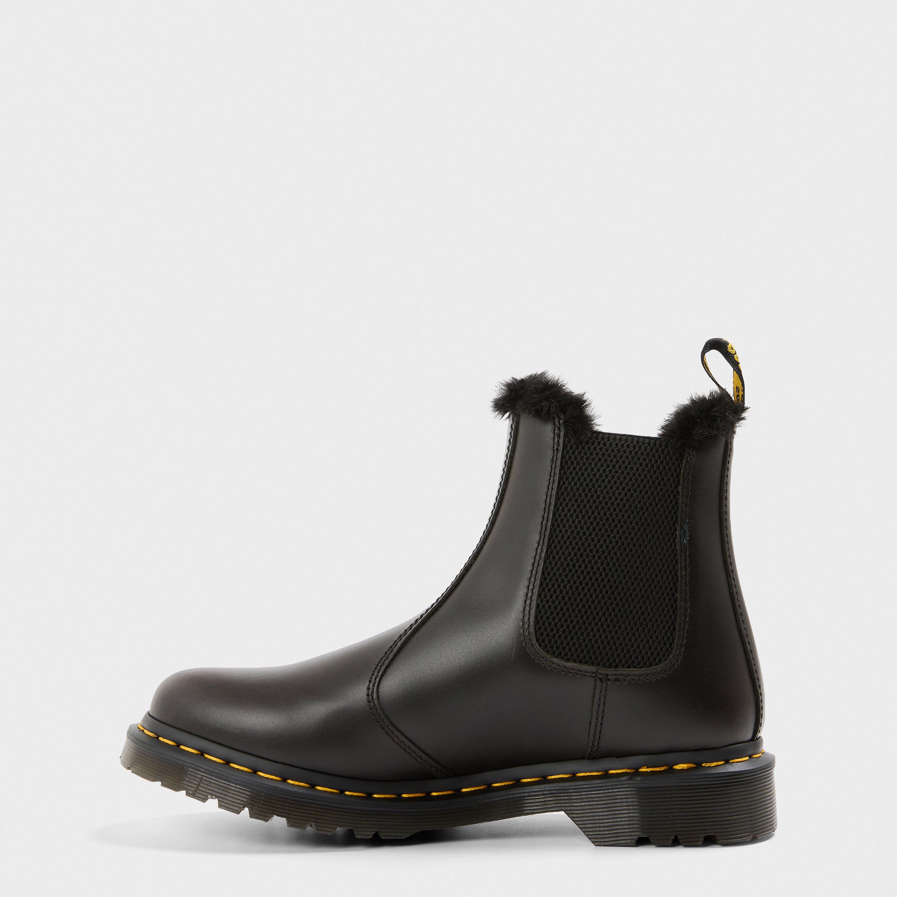 Dark Grey - Dr Martens - 2976 Leonore Fur Lined Chelsea Boot - 2