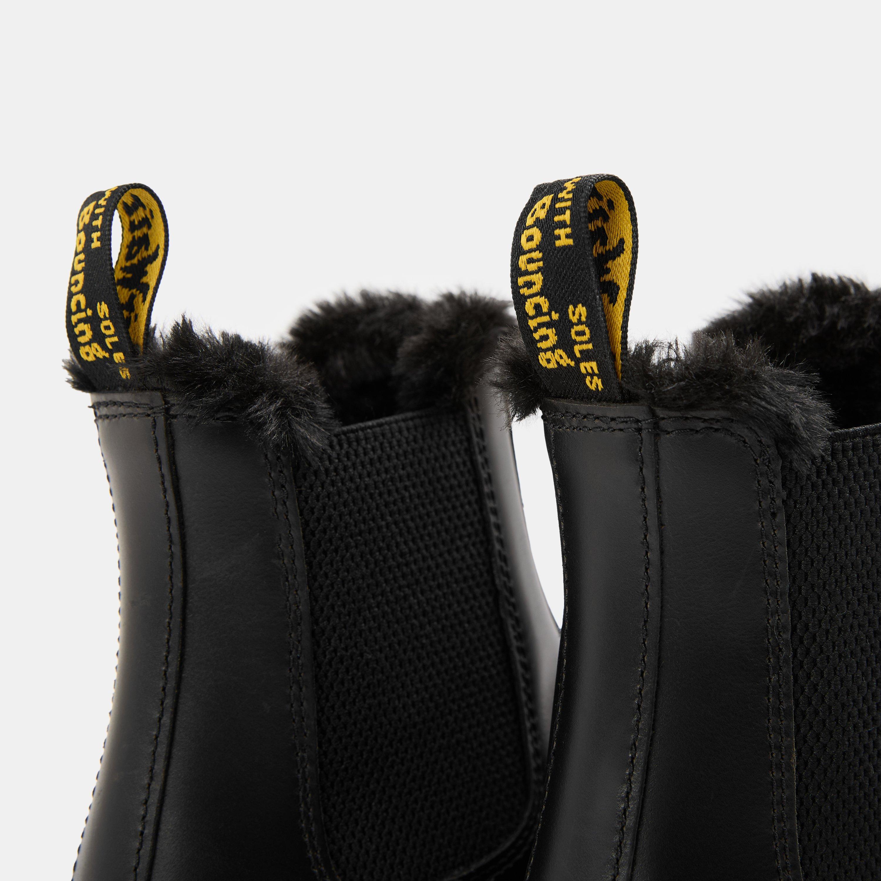 Dark Grey - Dr Martens - 2976 Leonore Fur Lined Chelsea Boot - 4