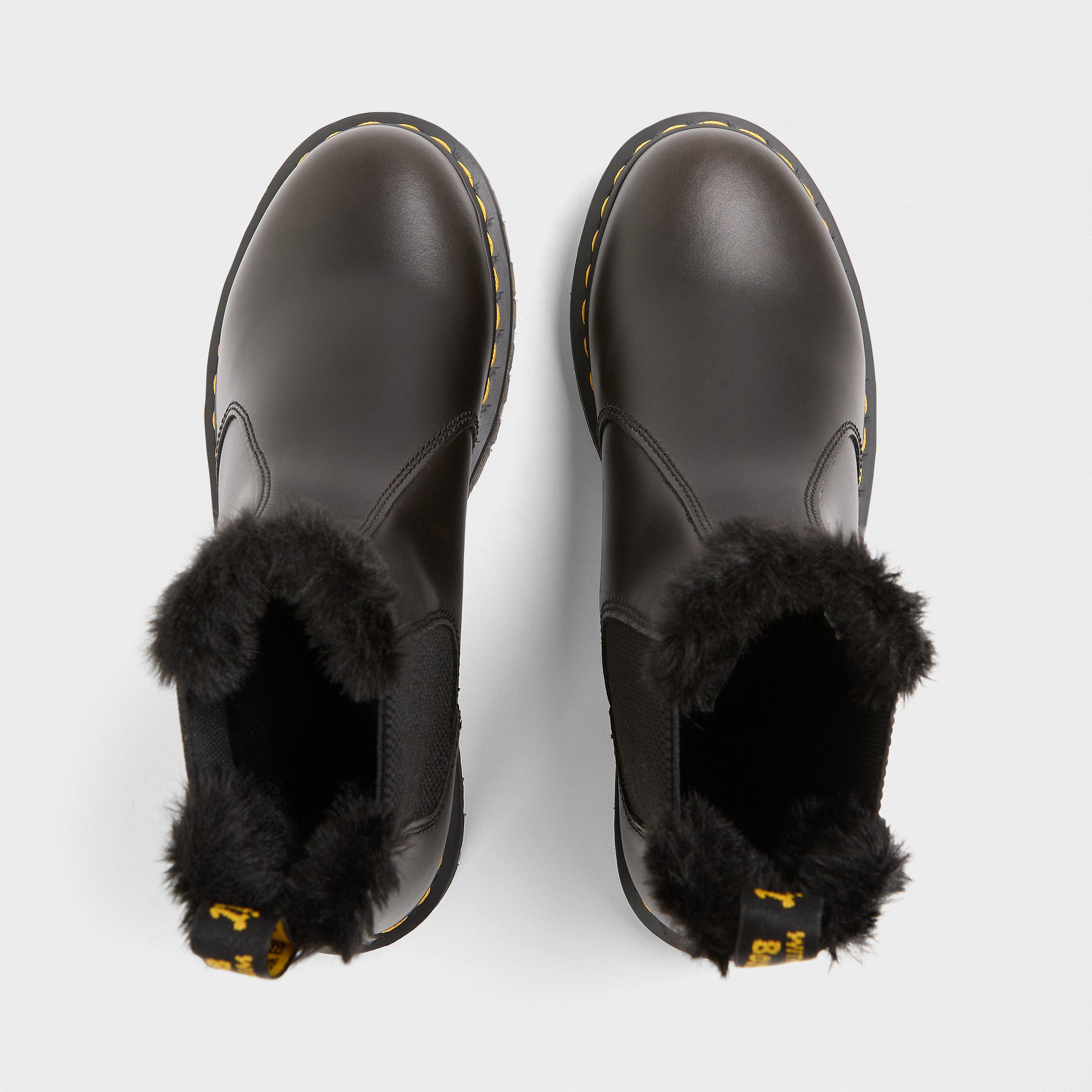 Dark Grey - Dr Martens - 2976 Leonore Fur Lined Chelsea Boot - 5