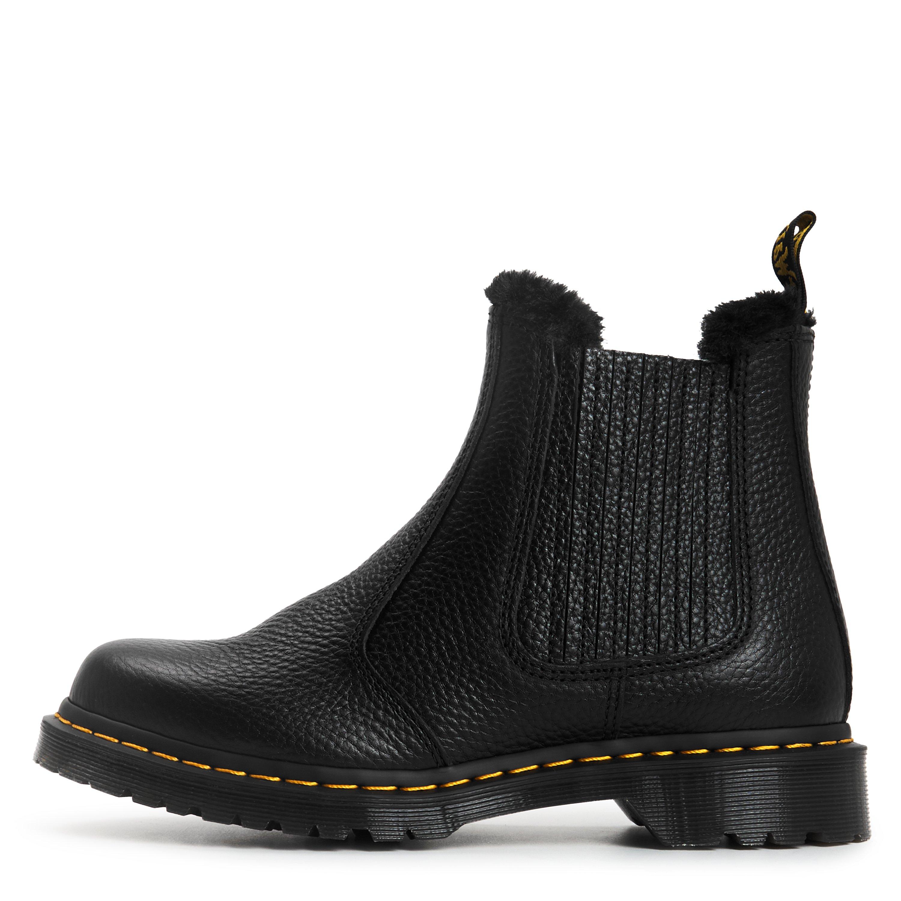 Black Milled - Dr Martens - 2976 Leonore Faux-Fur Lined Chelsea Boot - 2