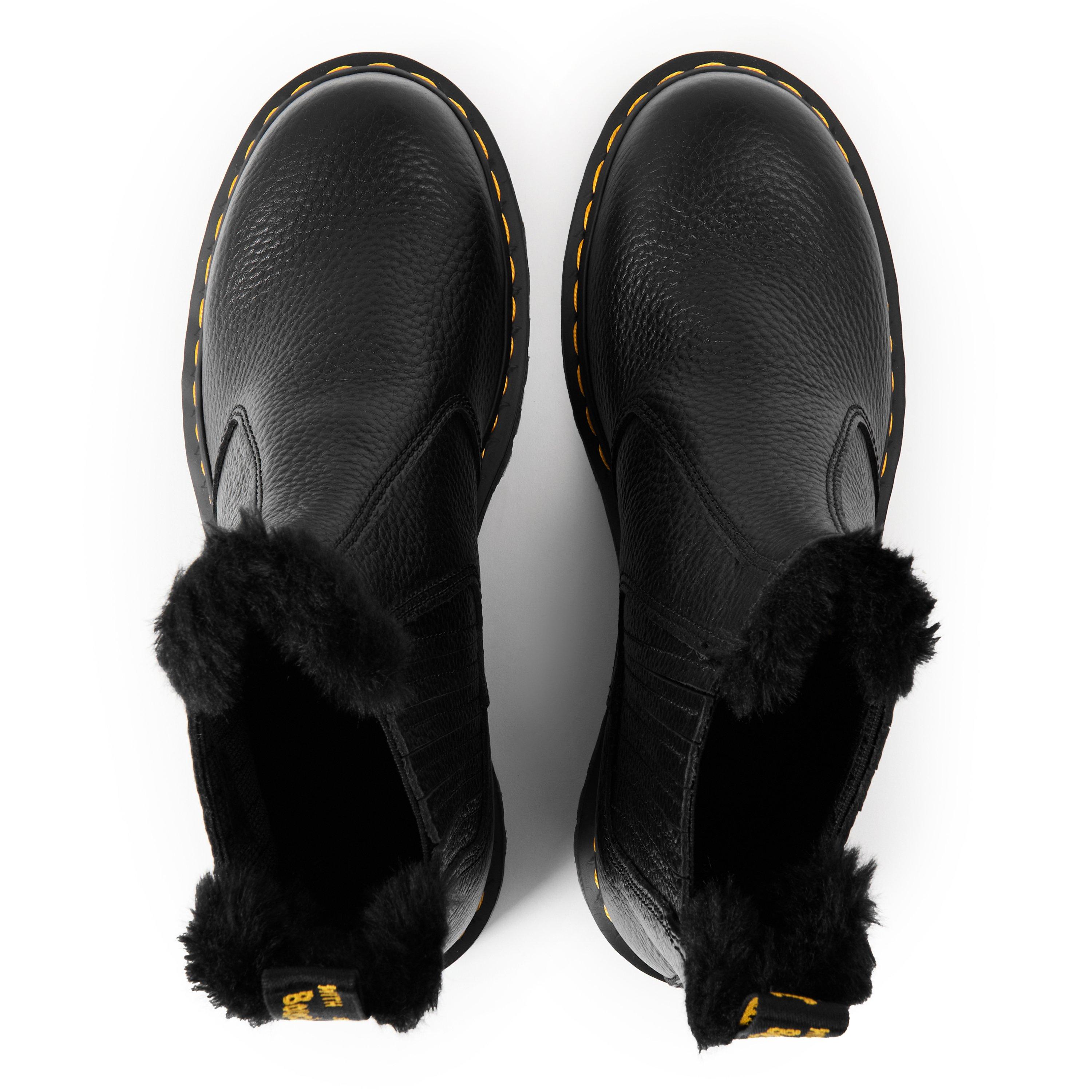Black Milled - Dr Martens - 2976 Leonore Faux-Fur Lined Chelsea Boot - 4