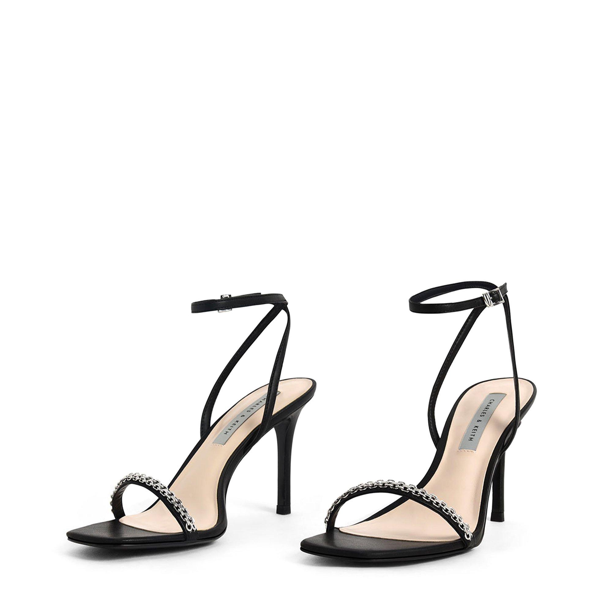 Black - Charles and Keith - Ankle Strap Stiletto Heels - 7