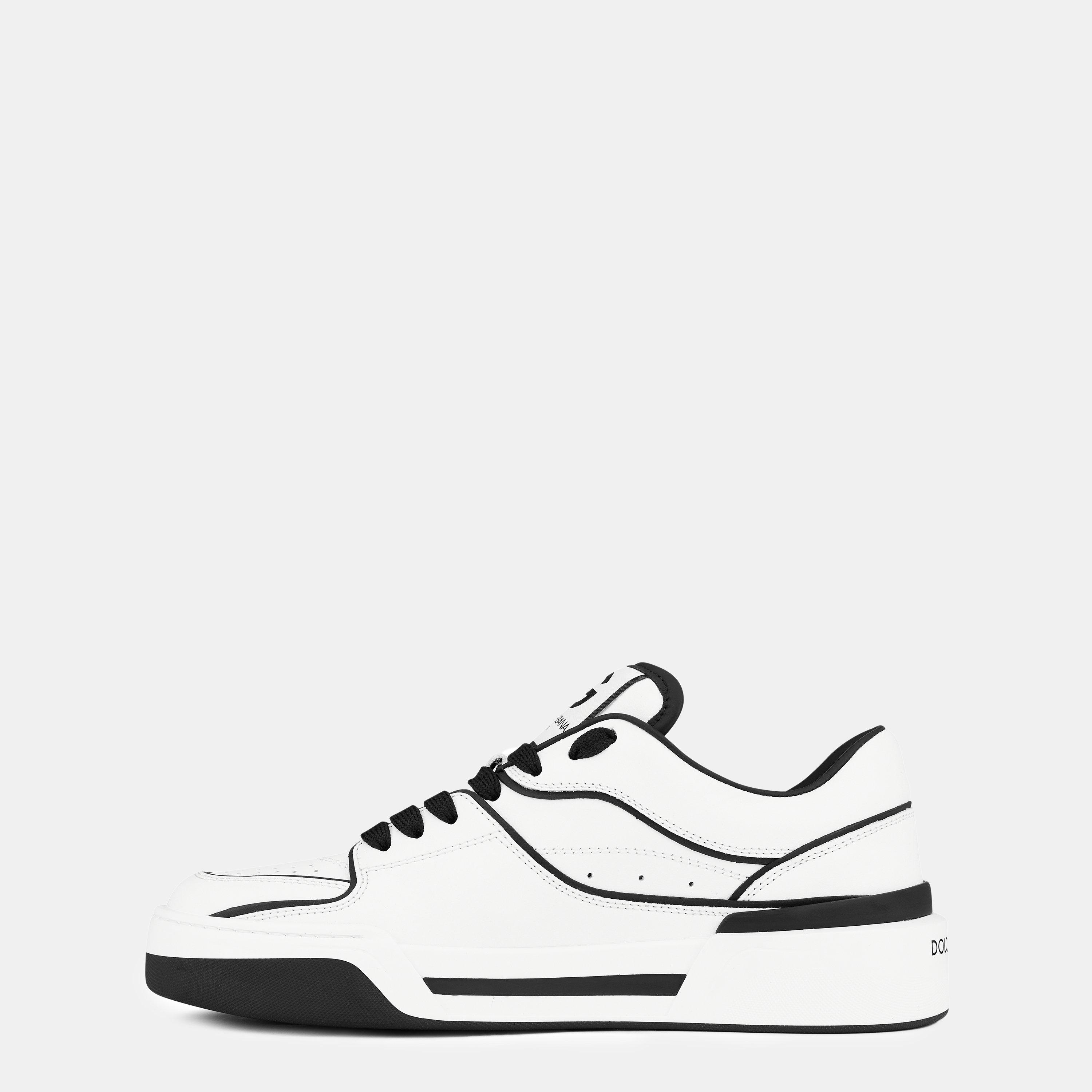 Wht/Blk 89697 - Dolce and Gabbana - Calfskin Nappa New Roma Sneakers - 2