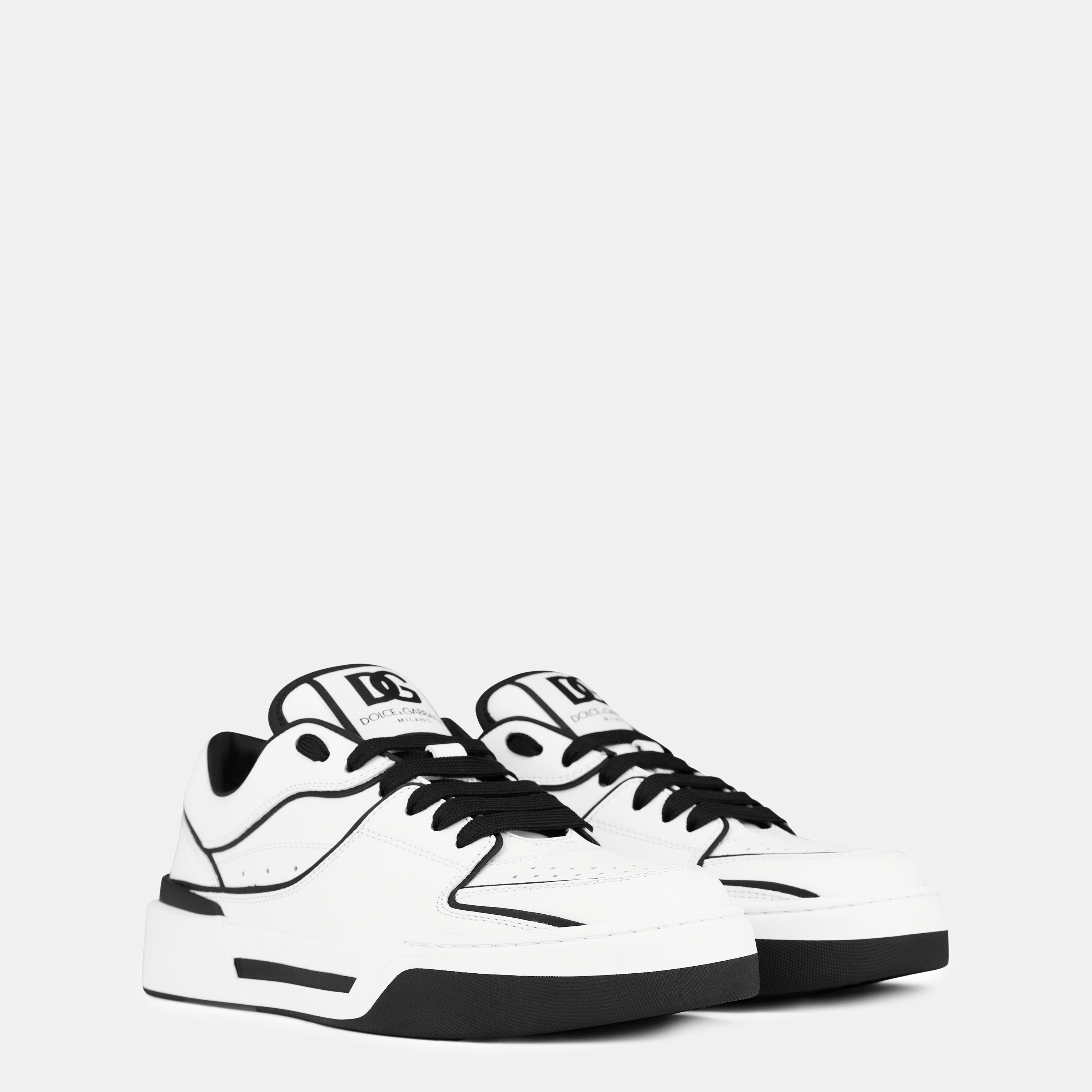Wht/Blk 89697 - Dolce and Gabbana - Calfskin Nappa New Roma Sneakers - 3