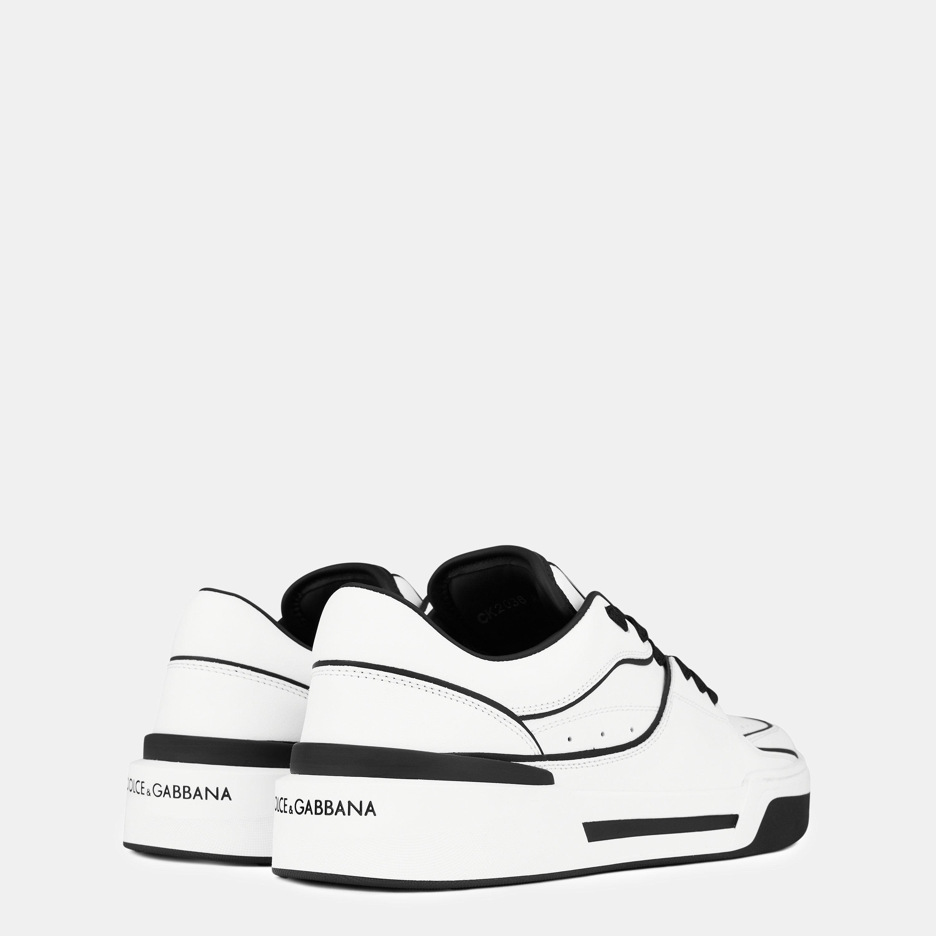 Wht/Blk 89697 - Dolce and Gabbana - Calfskin Nappa New Roma Sneakers - 4