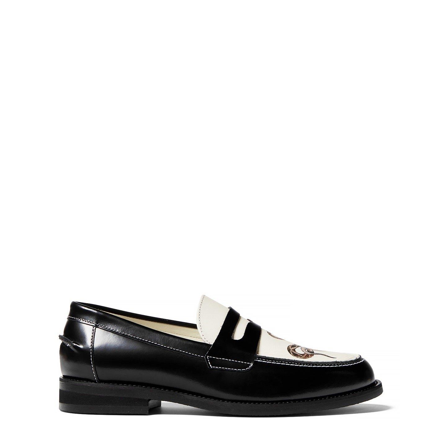 Duke and Dexter Wilde Snake Penny Loafer - Black/White - Size 7 (41)