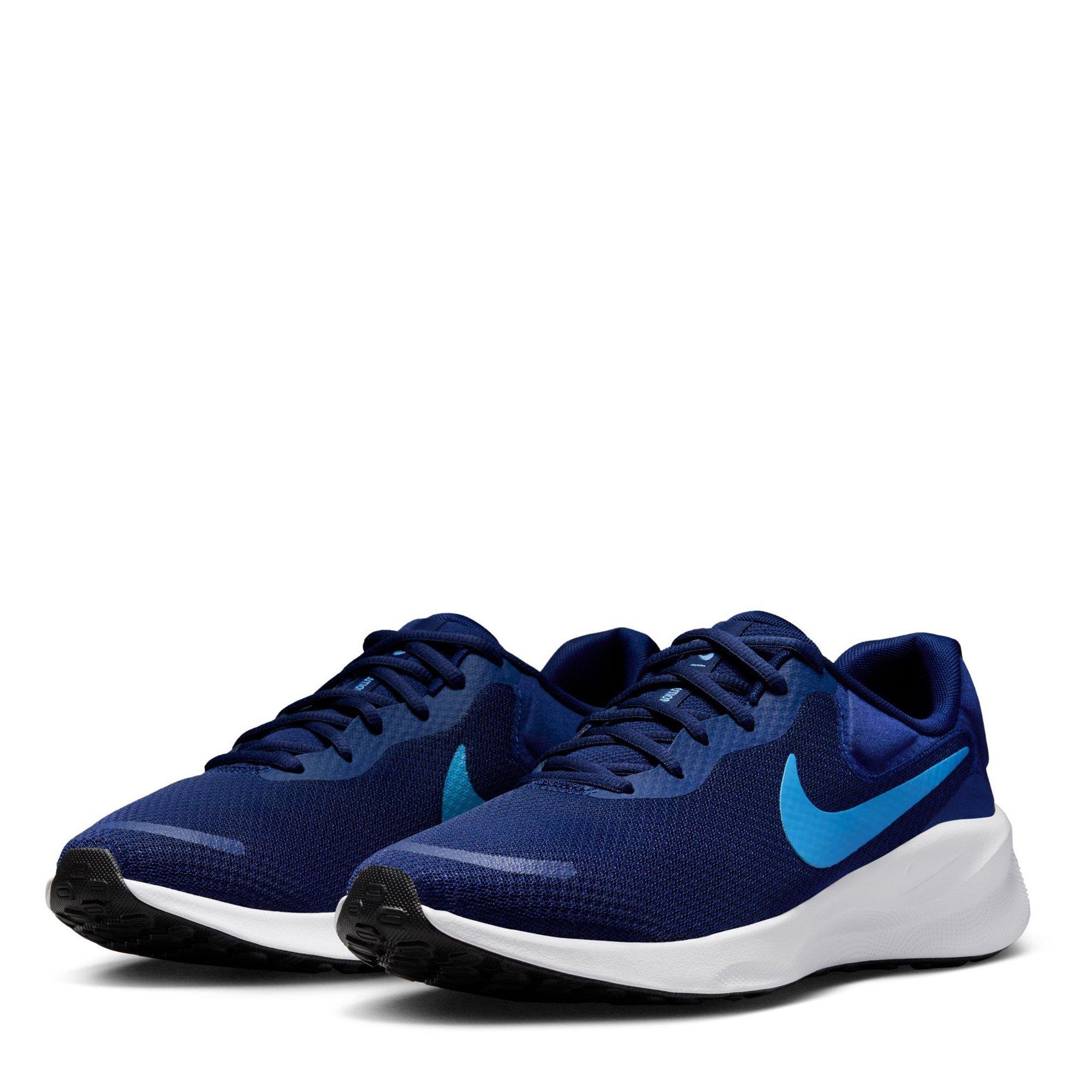 Blue/White-Blk - Nike - Revolution 7 Mens Running Shoes - 3