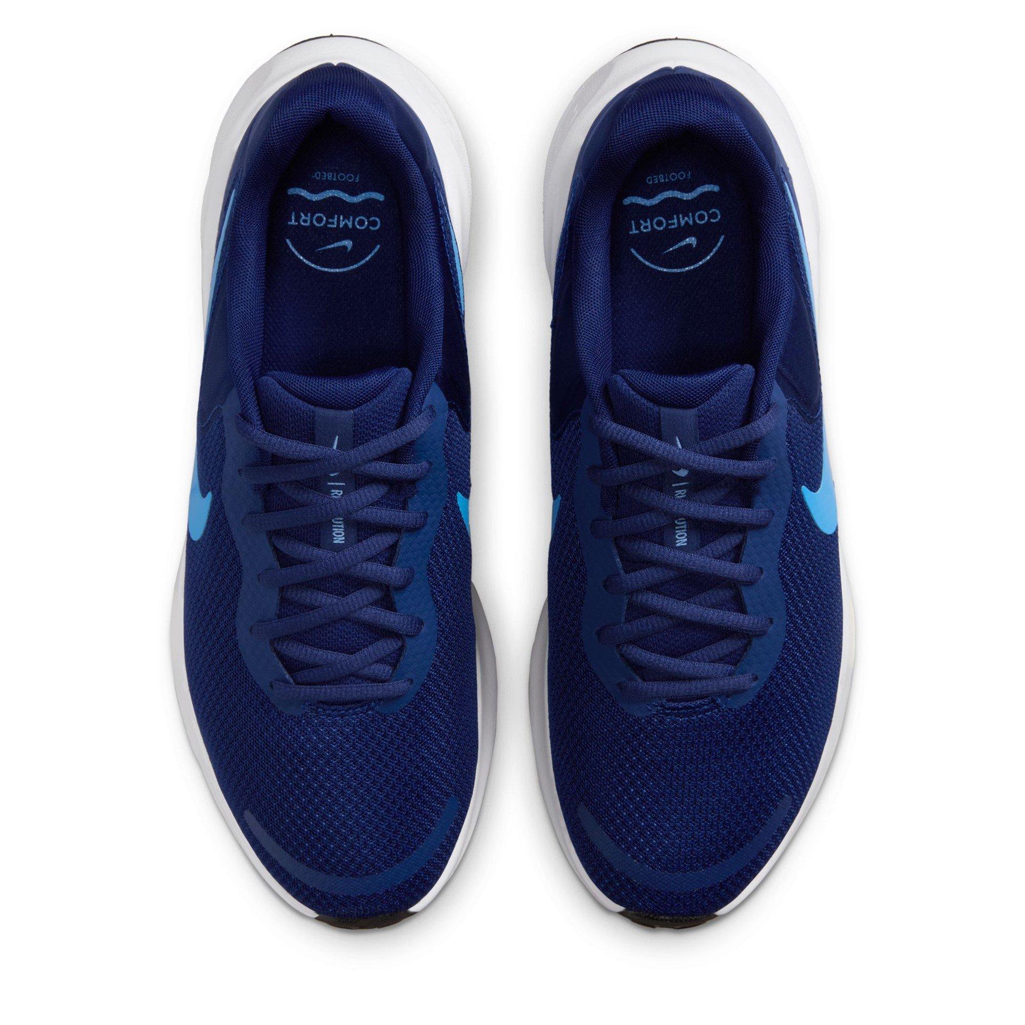Blue/White-Blk - Nike - Revolution 7 Mens Running Shoes - 5