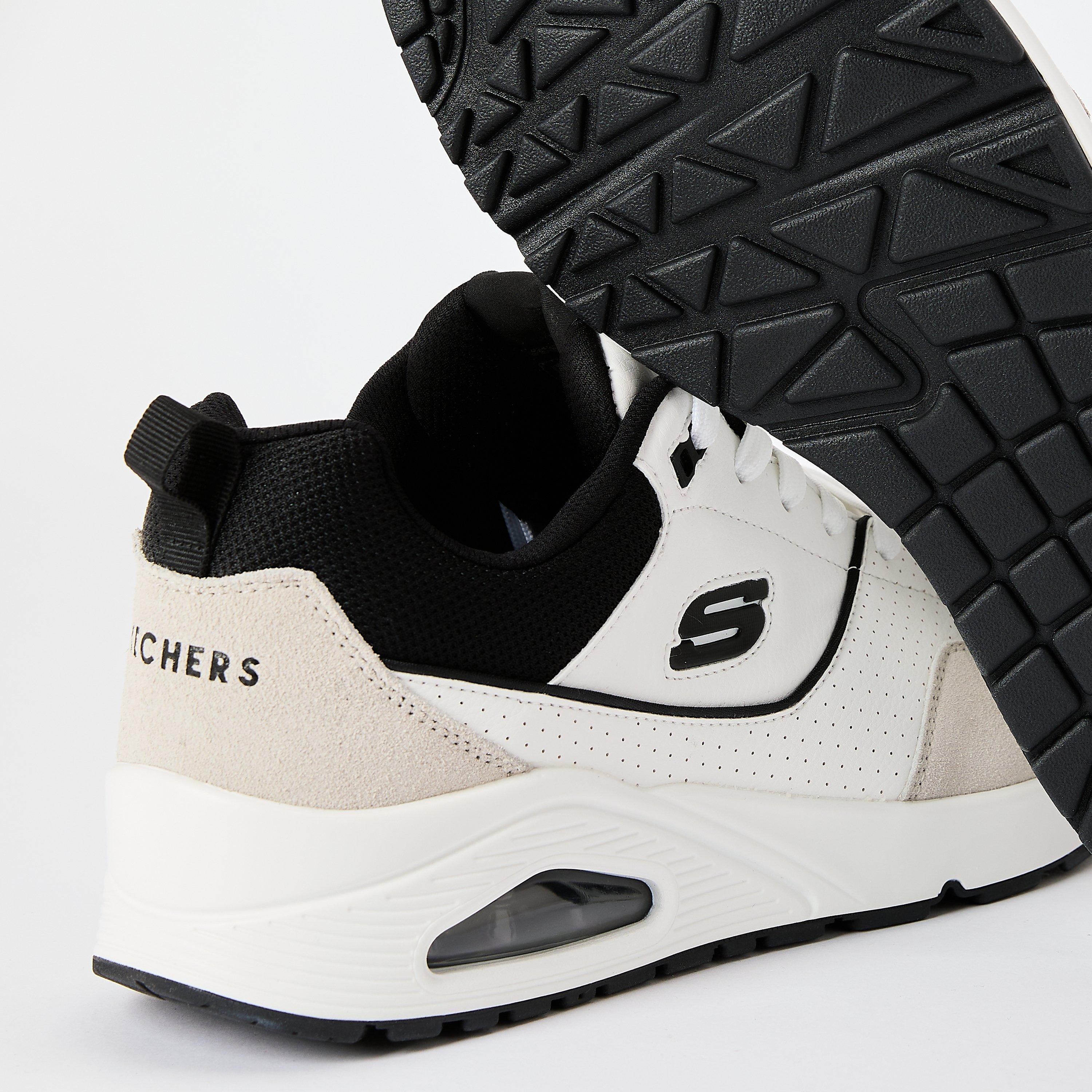 Preto/Branco - Skechers - Men's Leather and Suede Runners - 3