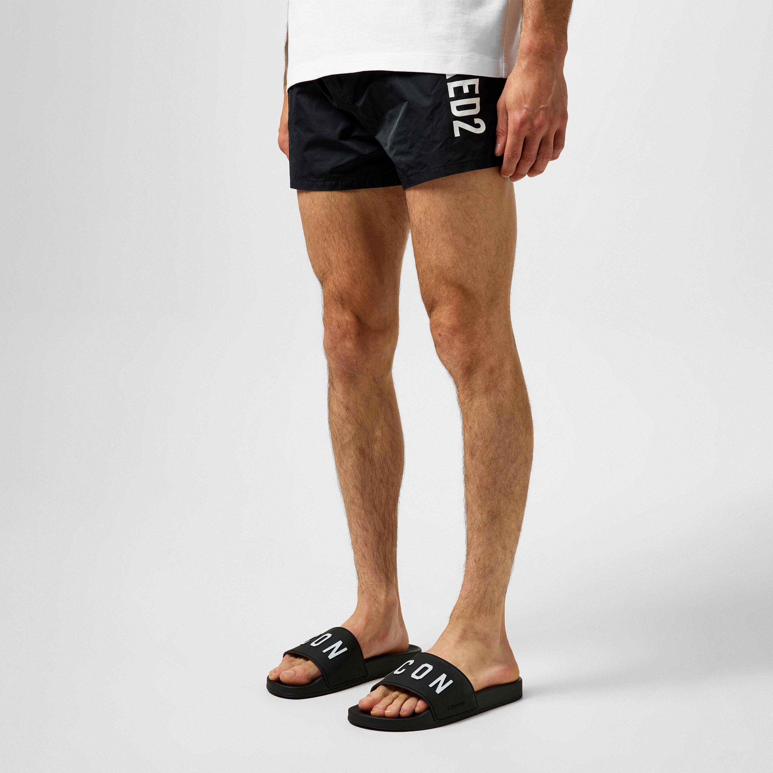 Black - DSquared2 - Men's Icon Logo Slip On Pool Sliders - 2