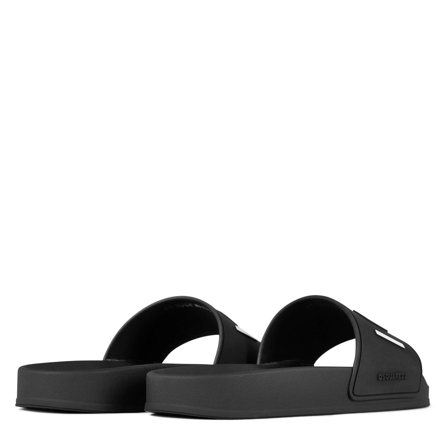 Black - DSquared2 - Men's Icon Logo Slip On Pool Sliders - 5