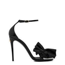 Dolce and Gabbana Polished Calfskin Ruching Sandals