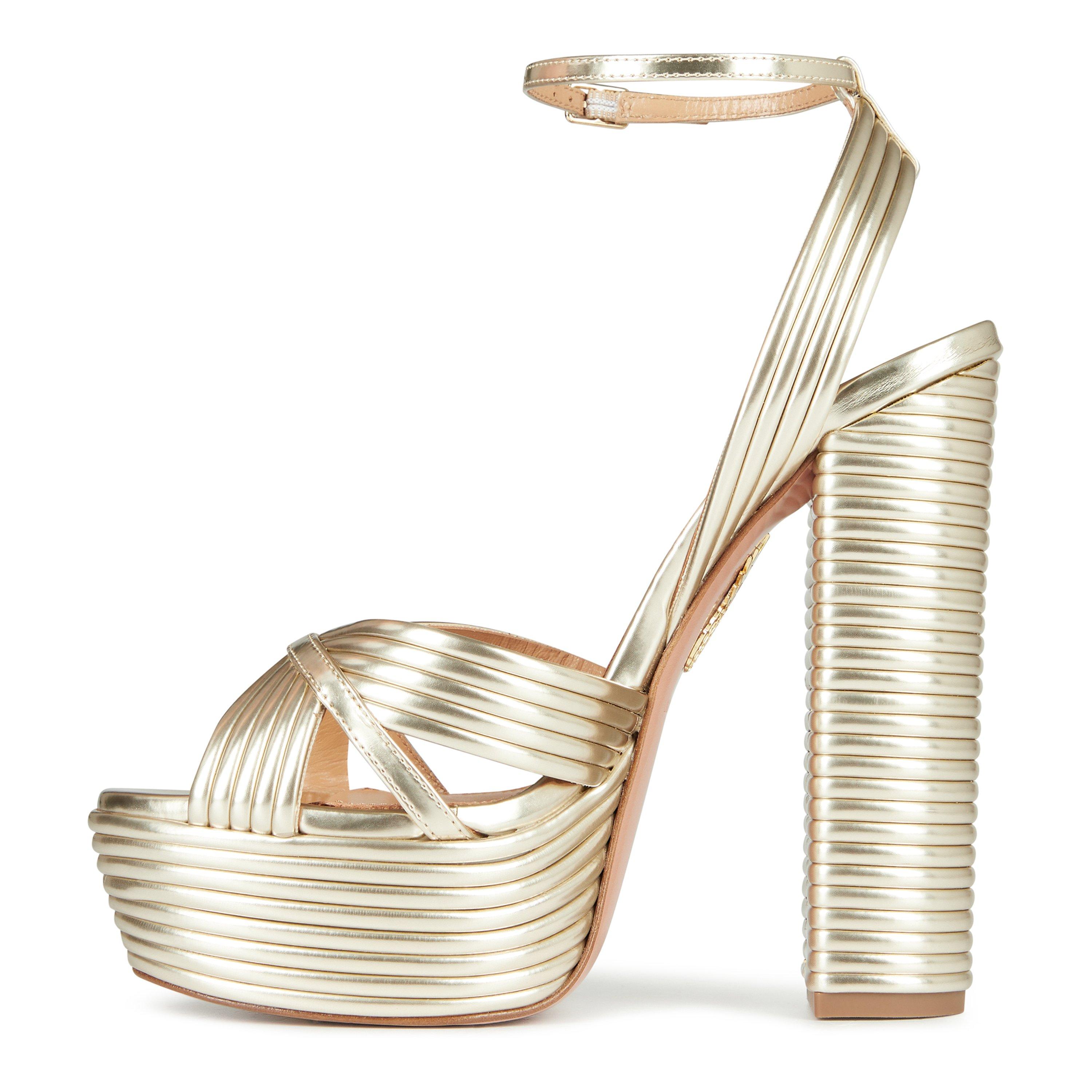 Light Gold - Aquazzura - Sundance Plateau Platform Sandals - 3