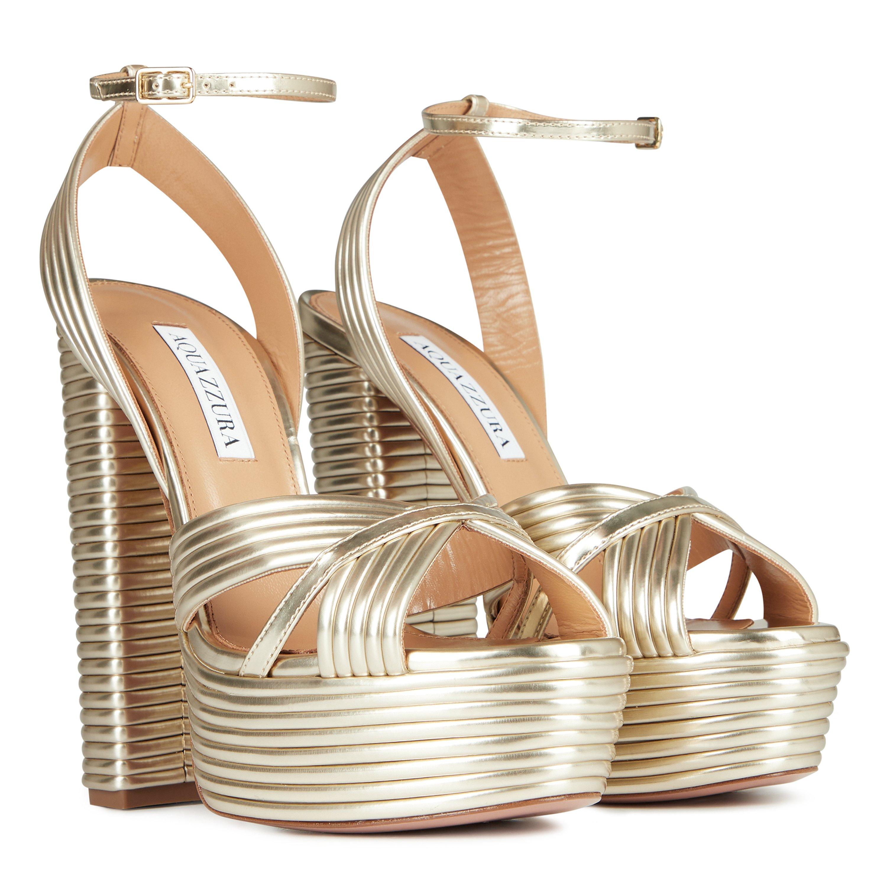 Light Gold - Aquazzura - Sundance Plateau Platform Sandals - 4