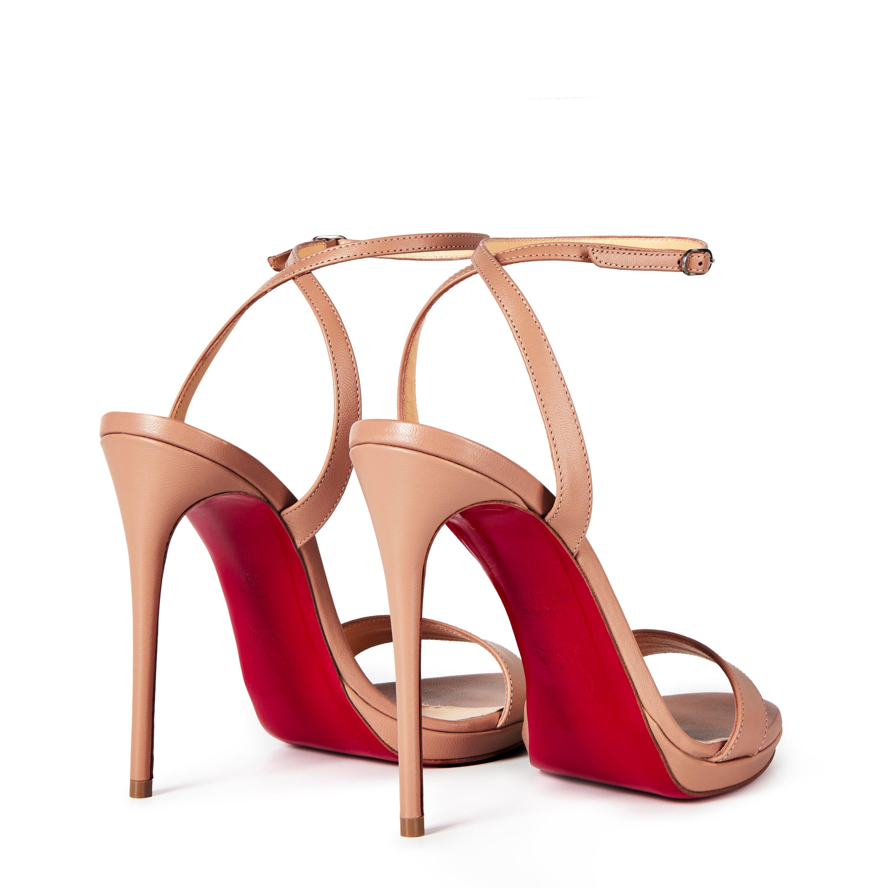 Nude PK1A - Christian Louboutin - Women's Loubi Queen Leather Sandals, 120mm - 5
