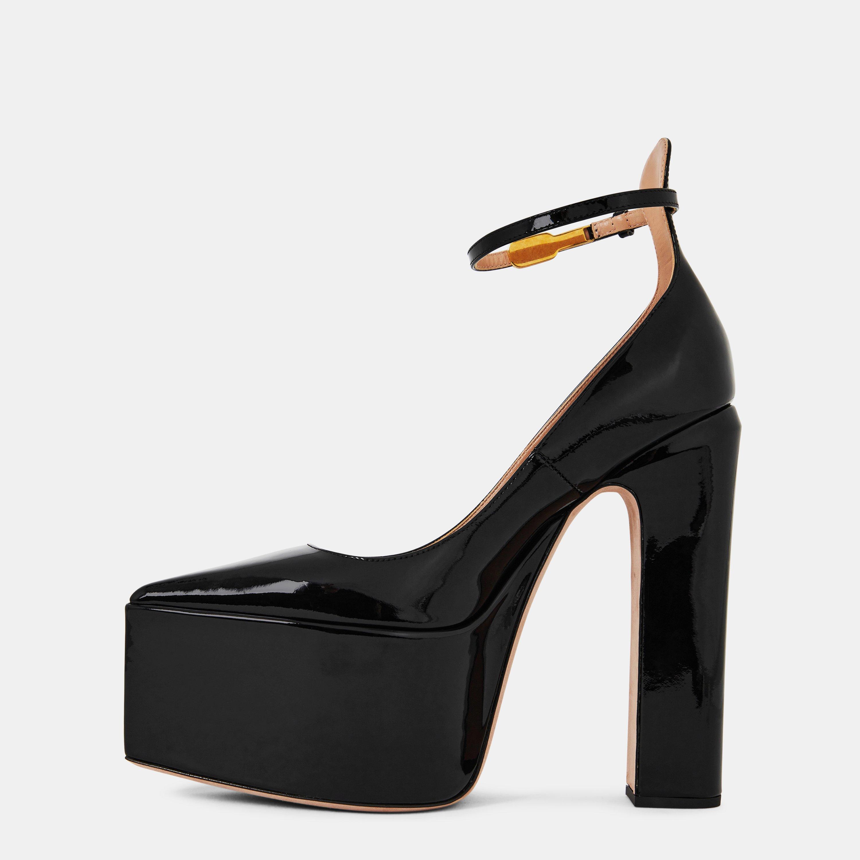 Black 0NO - Valentino Garavani - Tan-Go Patent Platform Pumps - 2
