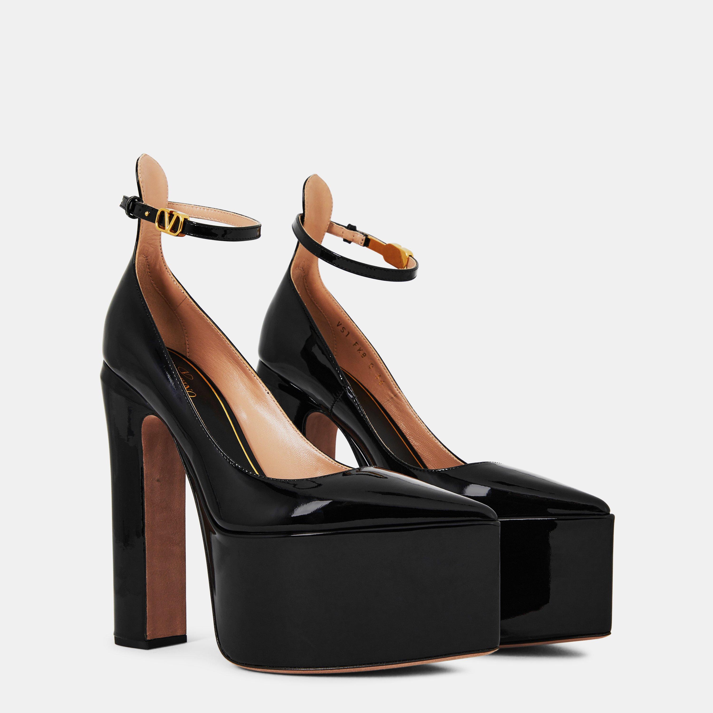 Black 0NO - Valentino Garavani - Tan-Go Patent Platform Pumps - 4