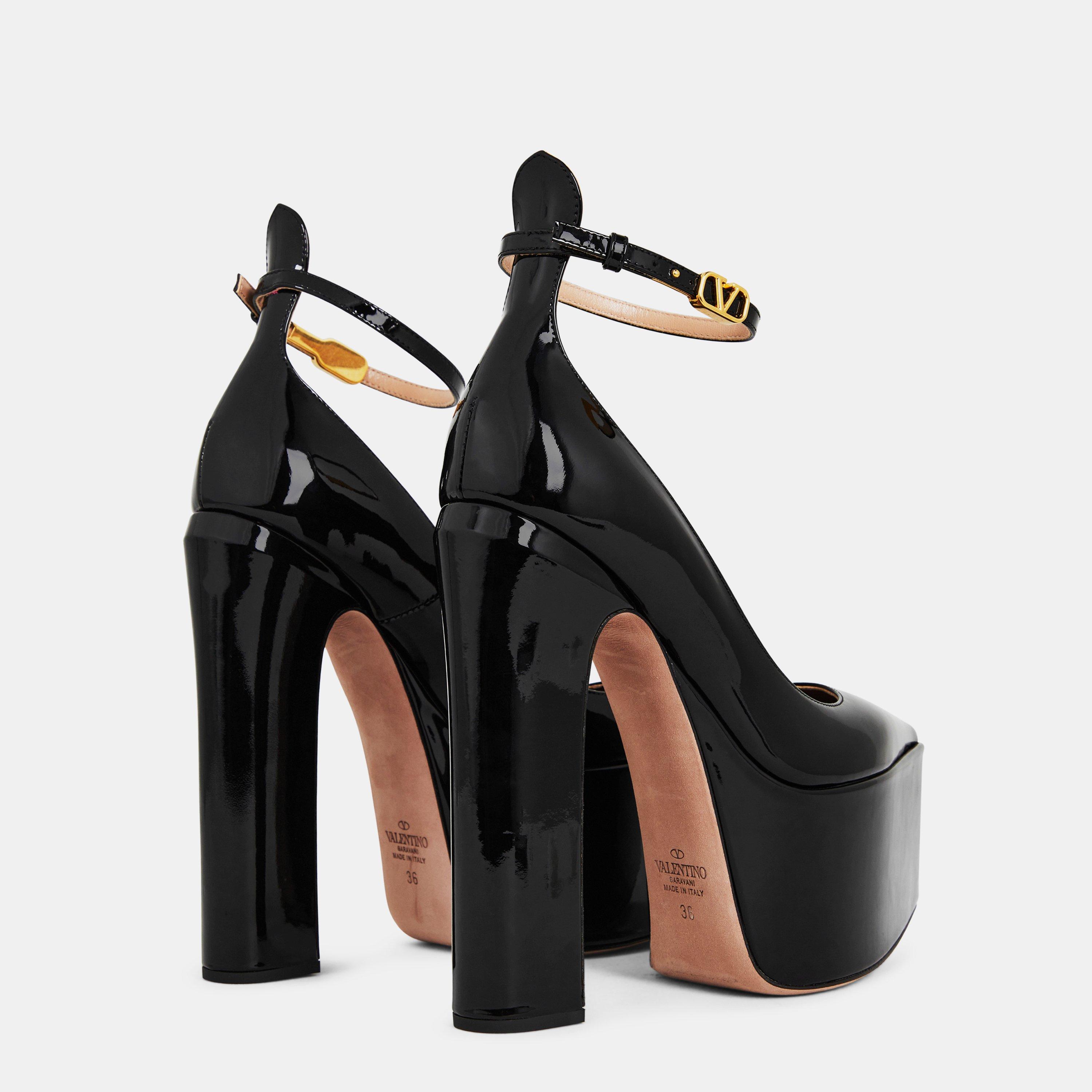 Black 0NO - Valentino Garavani - Tan-Go Patent Platform Pumps - 5