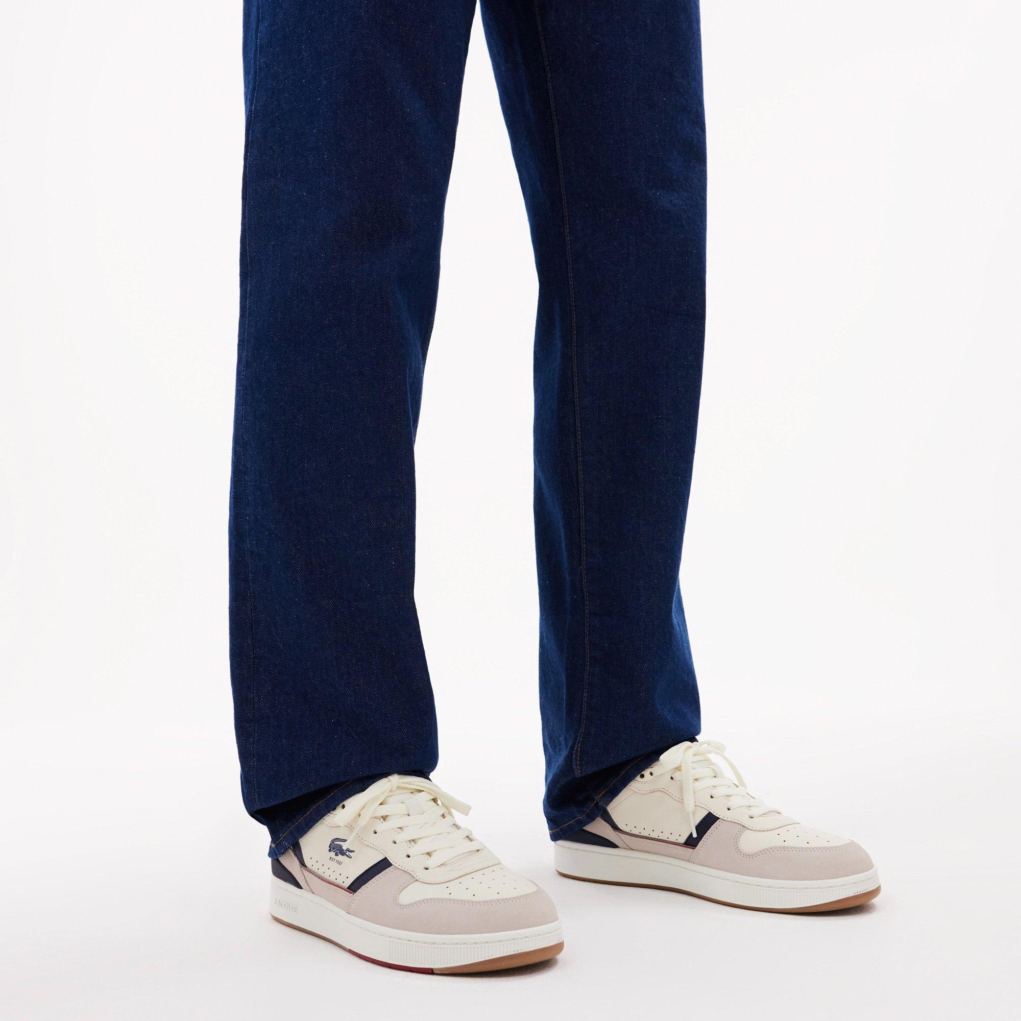 OFF WHT/GUM - Lacoste - T-Clip Set Leather Mens Shoes - 6