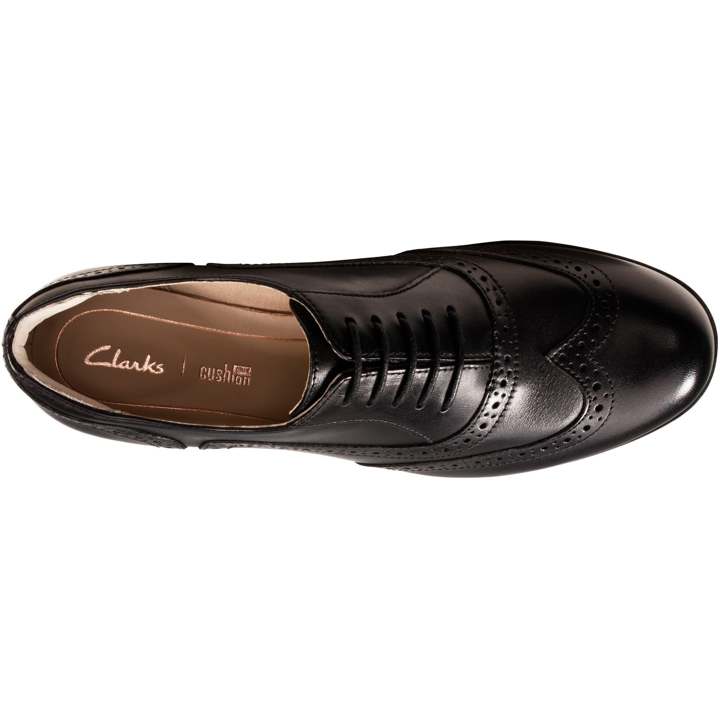 Black Leather - Clarks - Ladies Hamble Oak Shoes - 6