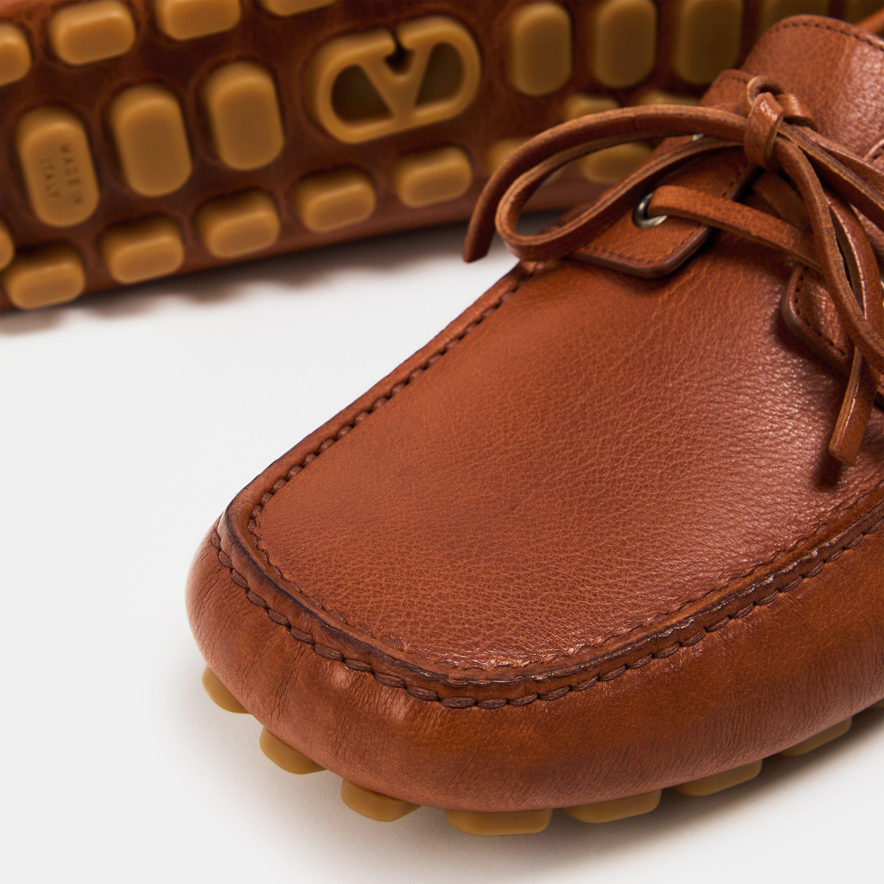 Tobacco - Valentino Garavani - Driver Fast Away Buffalo Loafers - 4