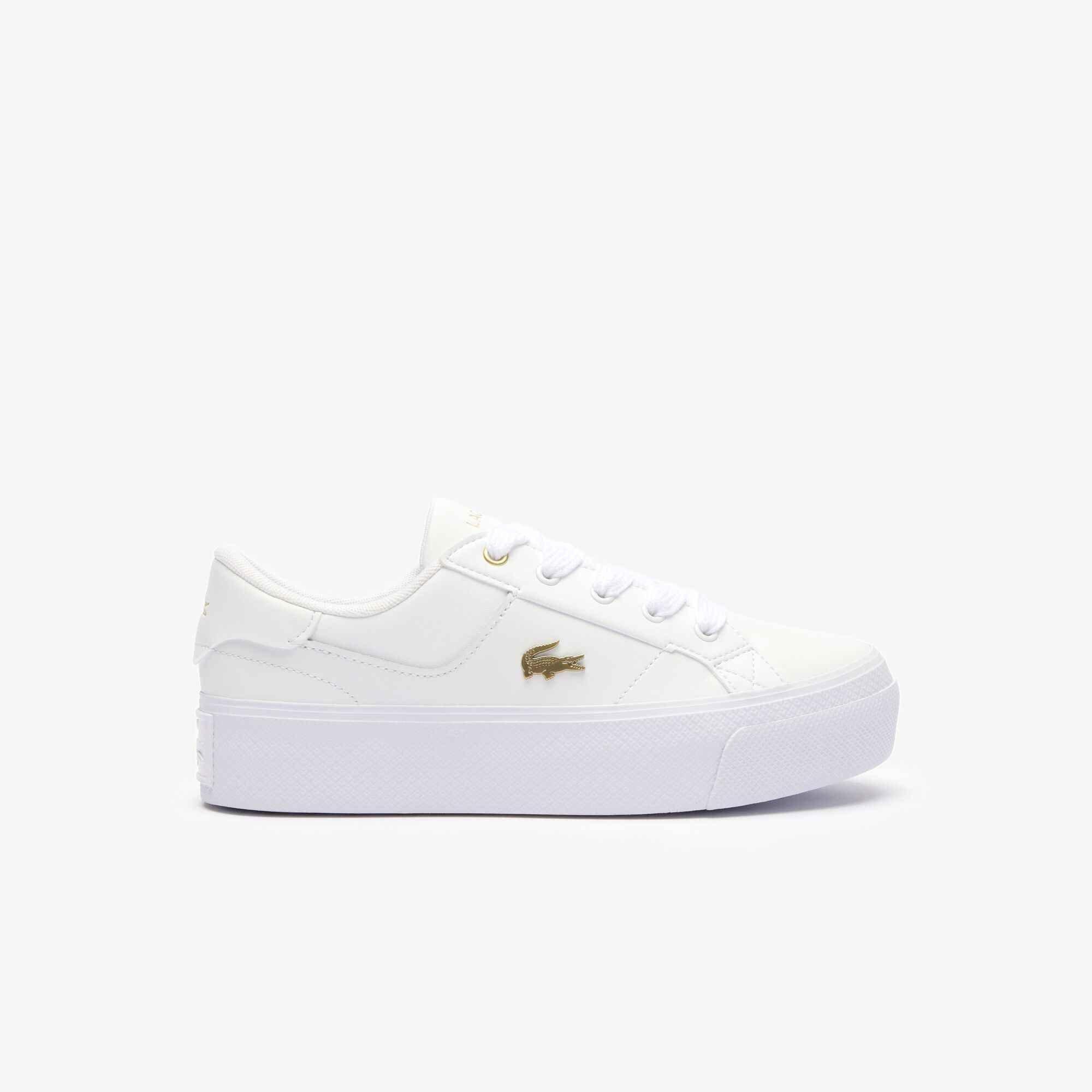 White/Gold - Lacoste - Ziane Platform Trainers - 1