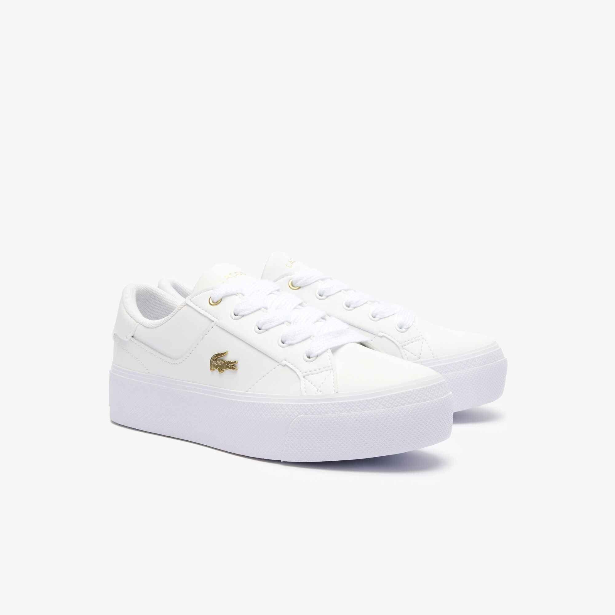 Weiß/Gold - Lacoste - Lacoste Ziane Platform Trainers - 3