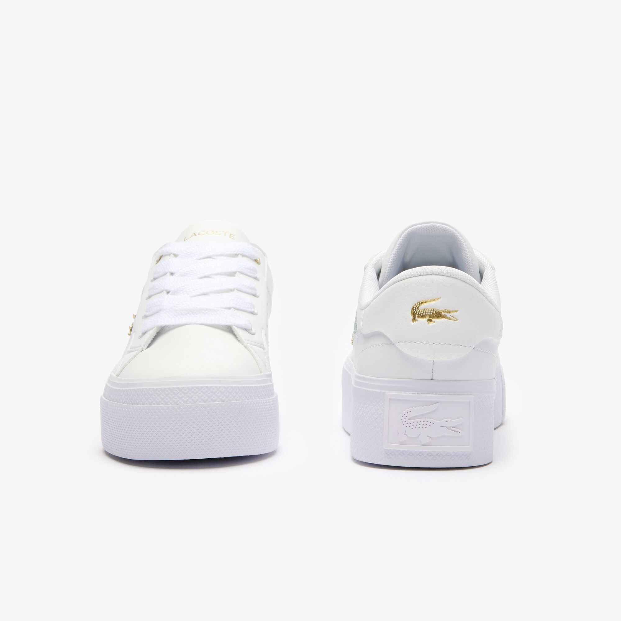 Weiß/Gold - Lacoste - Lacoste Ziane Platform Trainers - 5