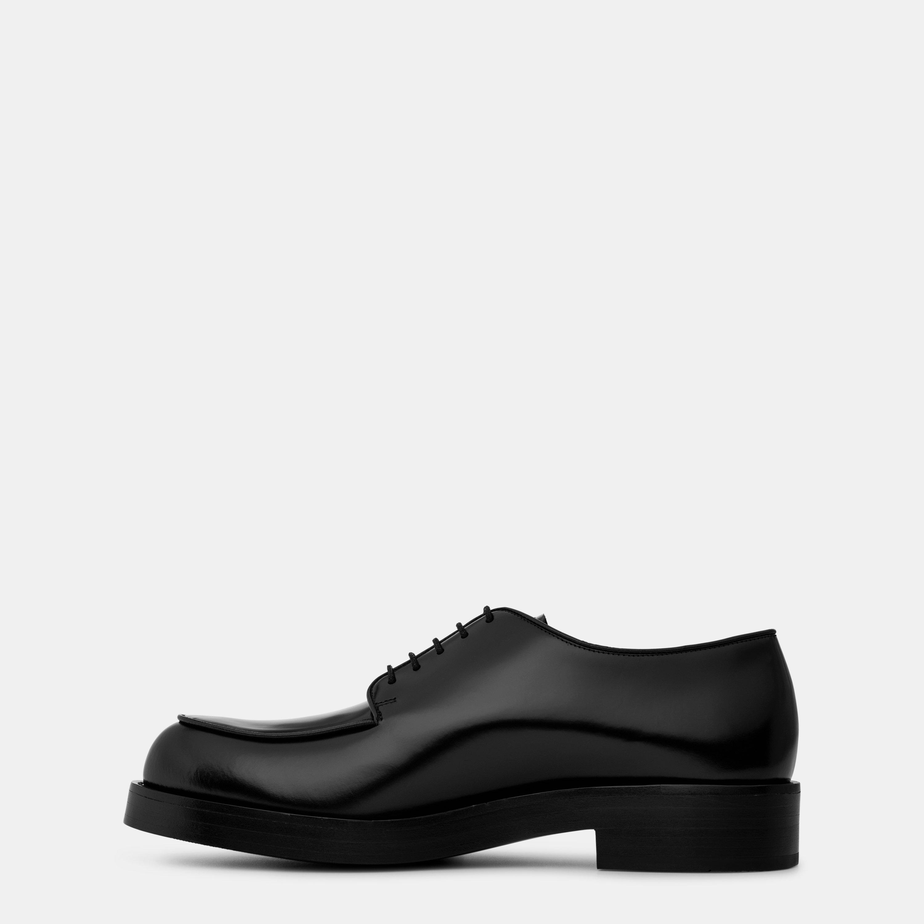 Nero - Prada - Brushed Leather Derby Shoes - 2