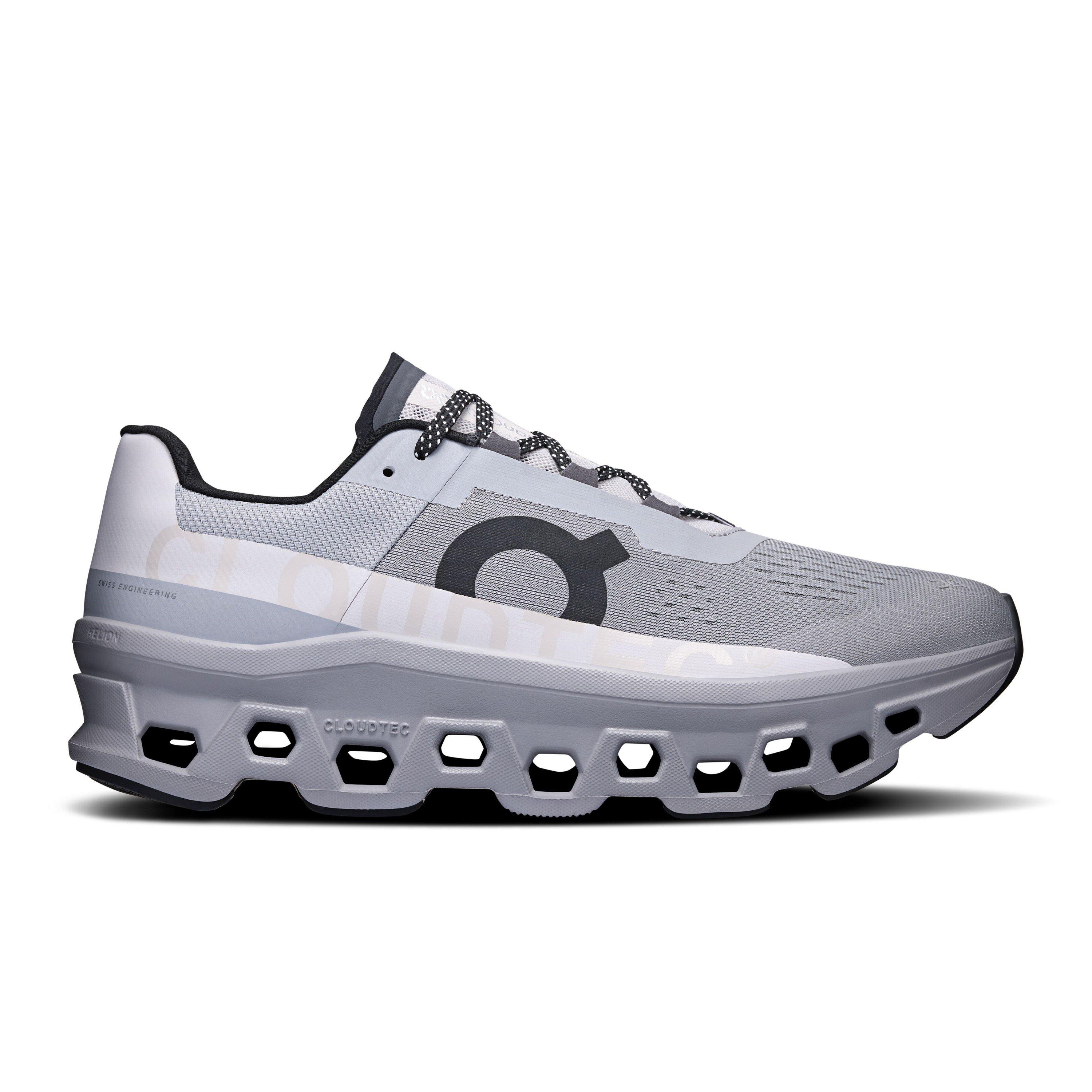 On Mens Cloudmonster Running Shoes - Alloy/Silver - Size 9.5 (44)