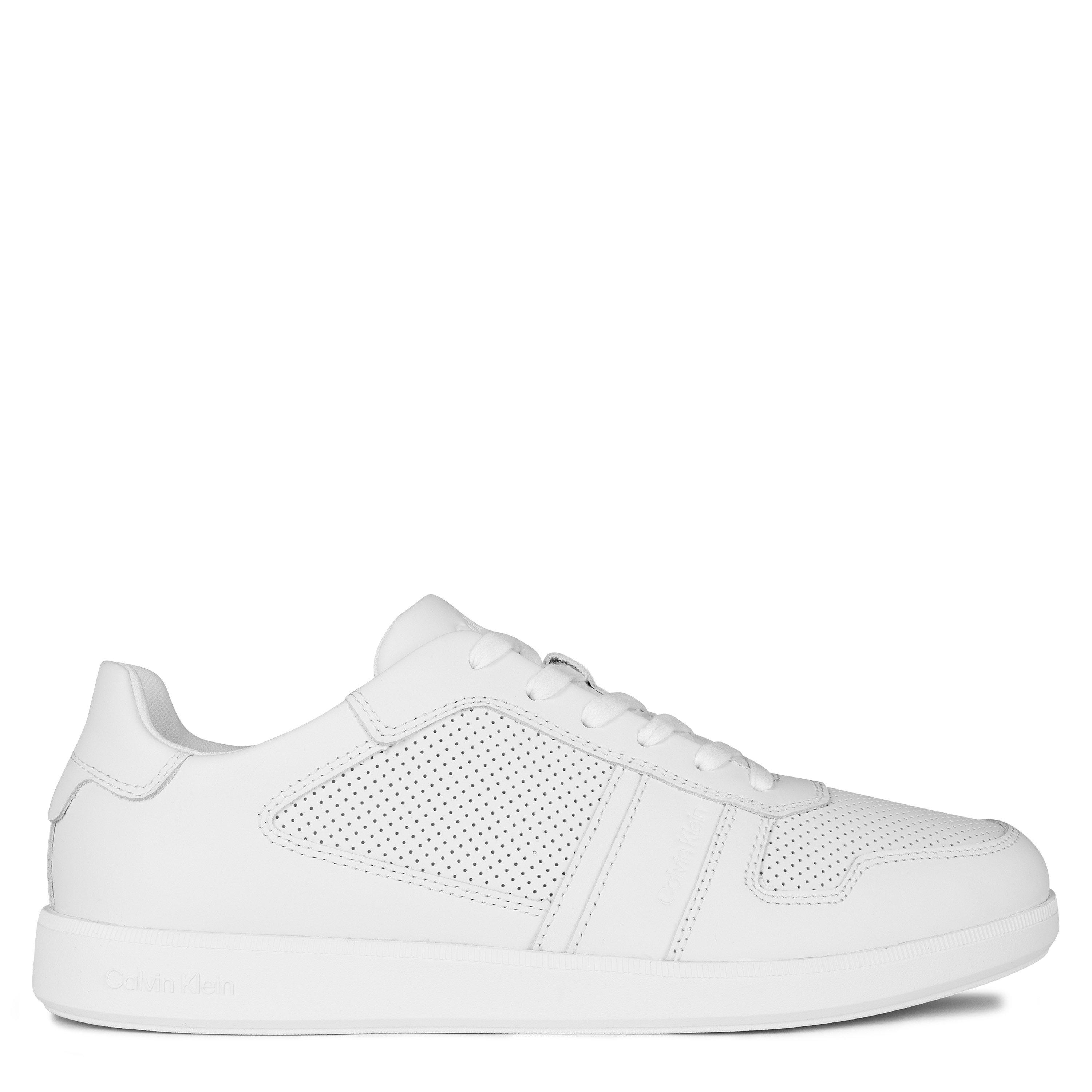 Calvin Klein Men's Low Lace Up Leather Trainers - White - 9 (43)