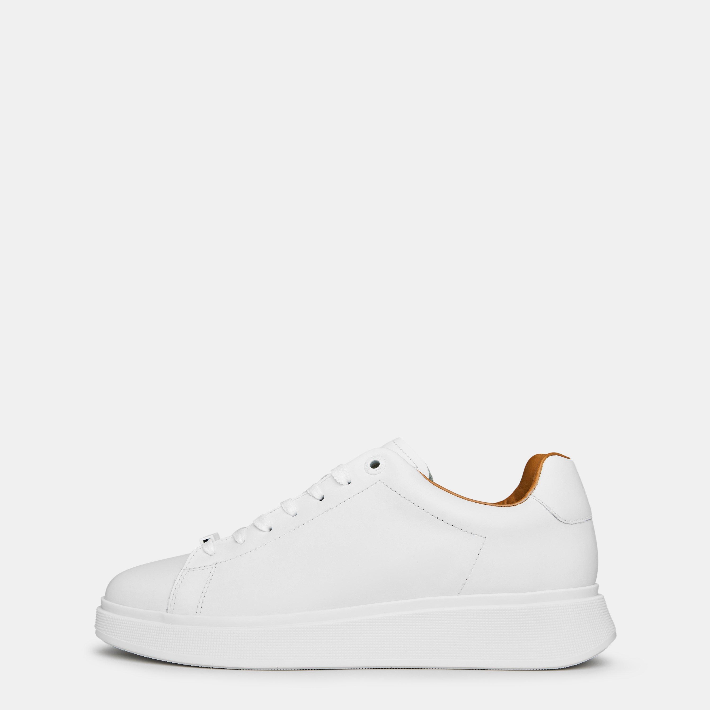 White 100 - Boss - Mens BOSS Bulton Platform Leather Trainers - Contemporary Design - 2
