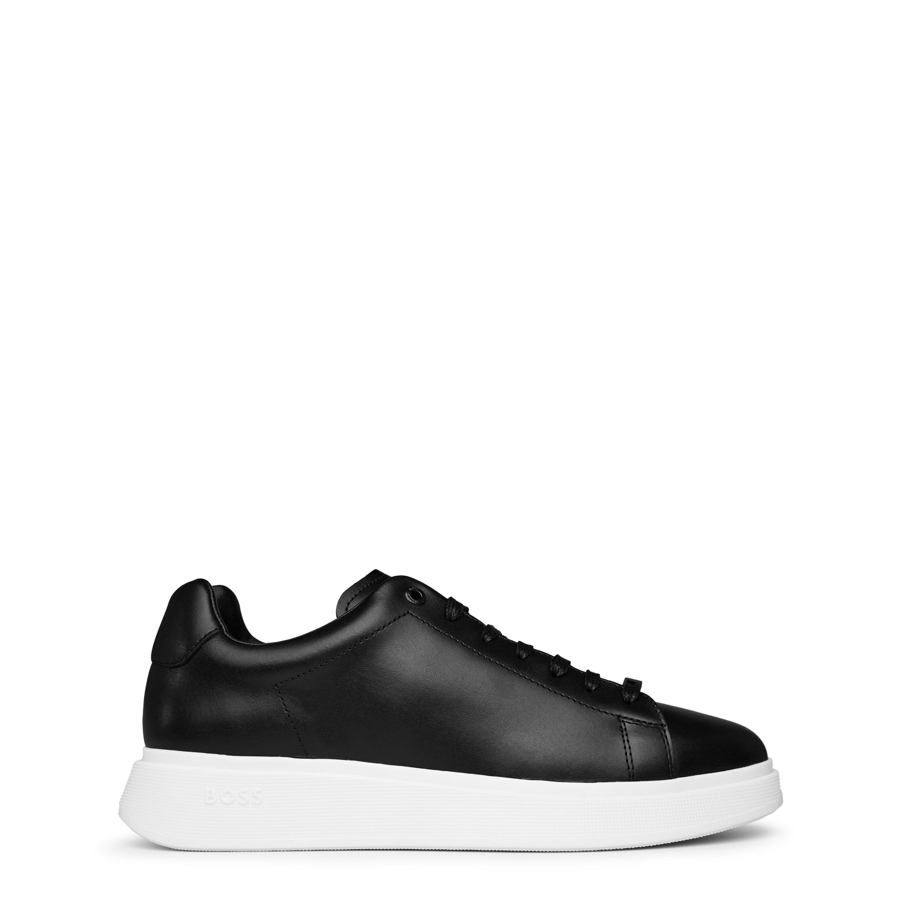 Boss Mens BOSS Bulton Platform Leather Trainers - Contemporary Design - Black 001 - Size 12 (46)
