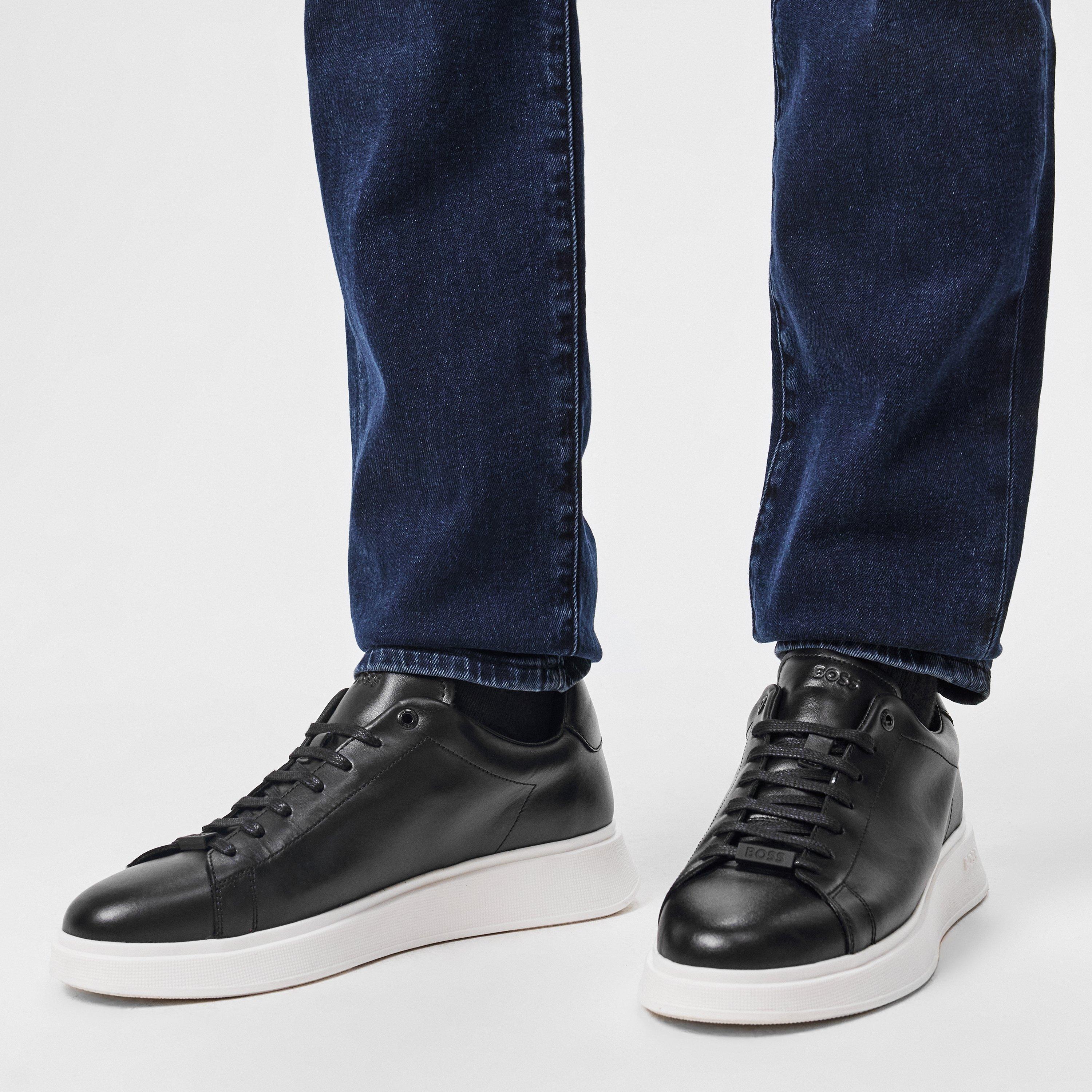 Black 001 - Boss - Men's Bulton Low Top Platform Trainers, Chunky Sole - 3