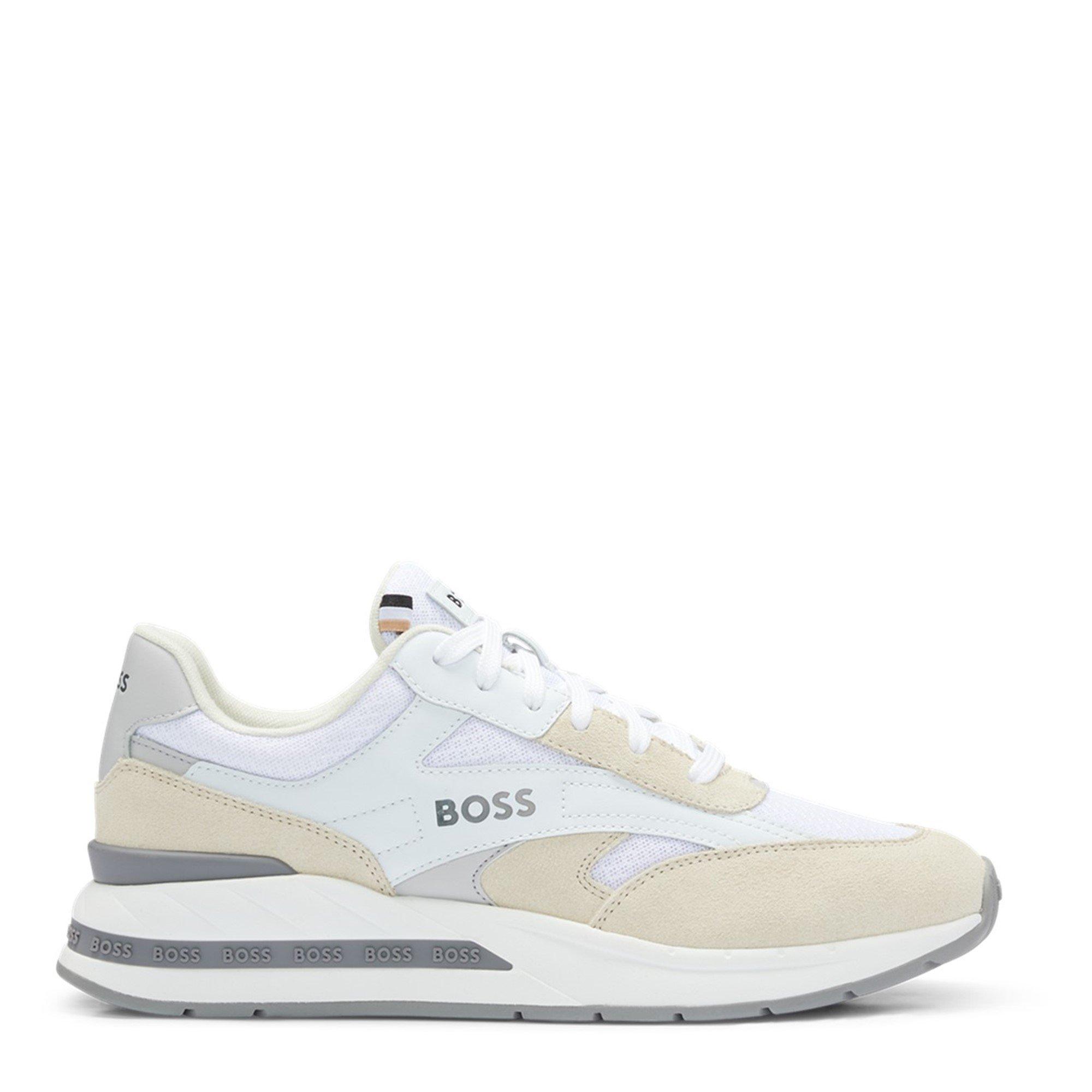 White 100 - Boss - Men's Kurt Trainers, Shaped Ankle Collar - 1