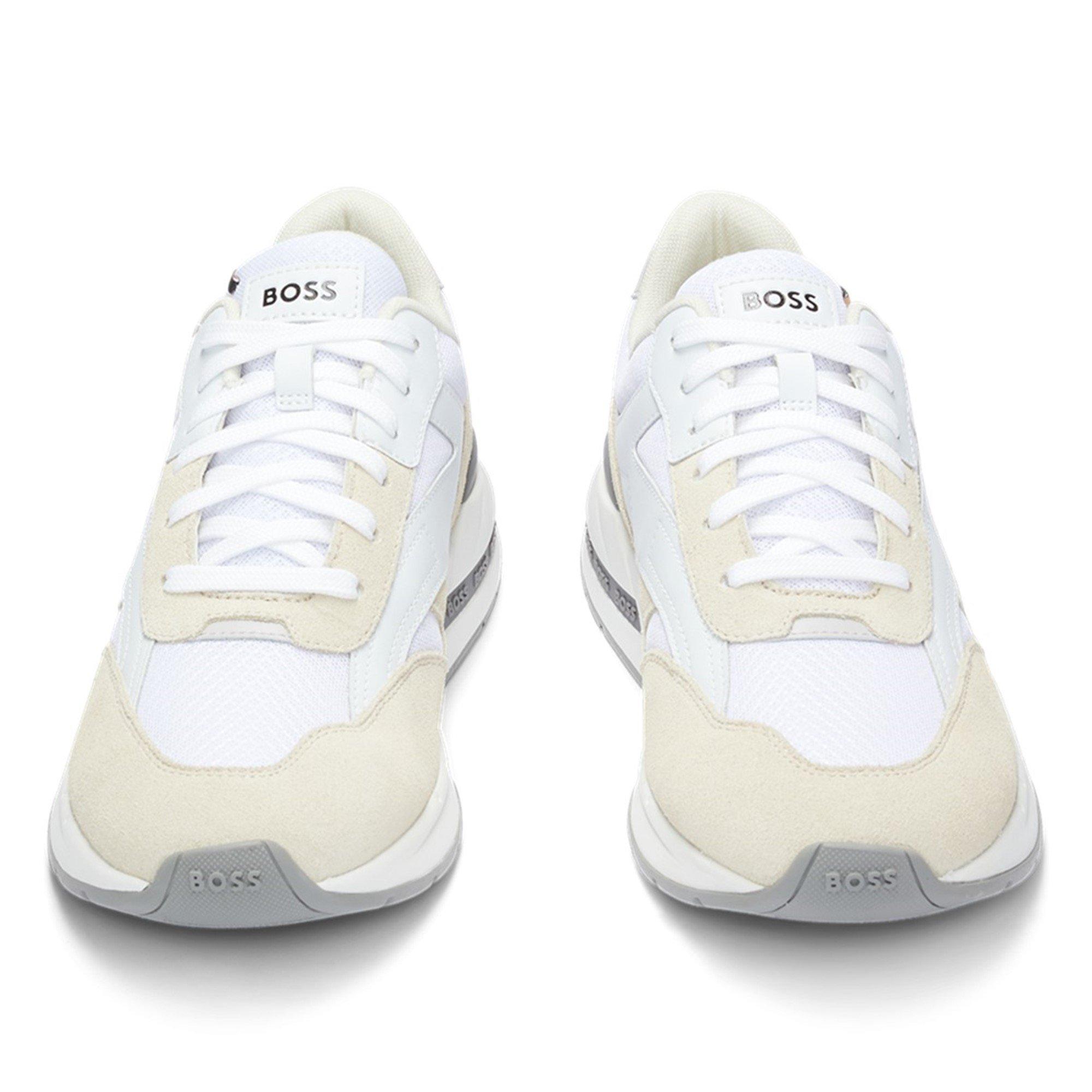 White 100 - Boss - Men's Kurt Trainers, Shaped Ankle Collar - 11