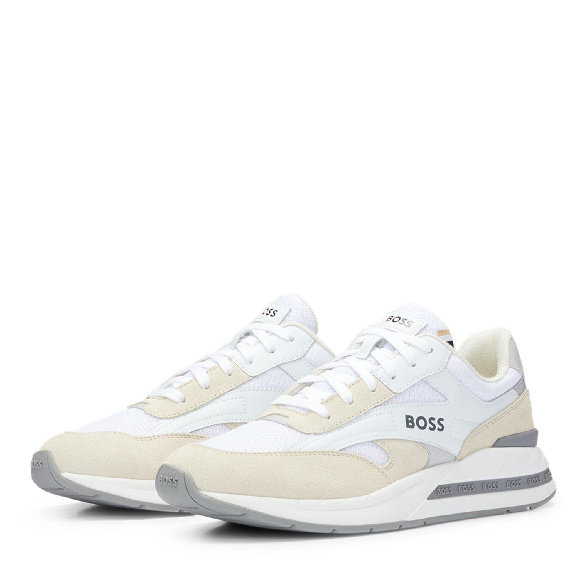 White 100 - Boss - Men's Kurt Trainers, Shaped Ankle Collar - 6
